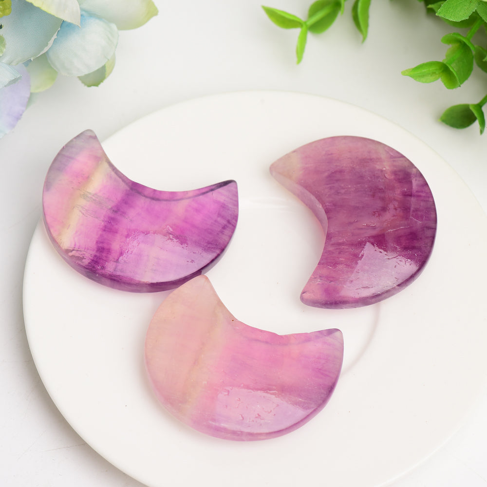 2.0 Inch Purple Fluorite Moon Crystal Figurine