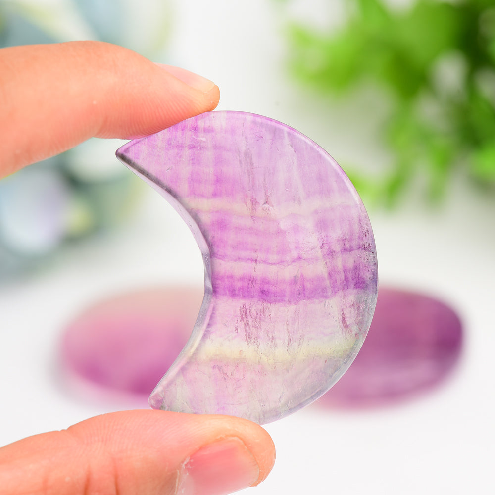 2.0 Inch Purple Fluorite Moon Crystal Figurine