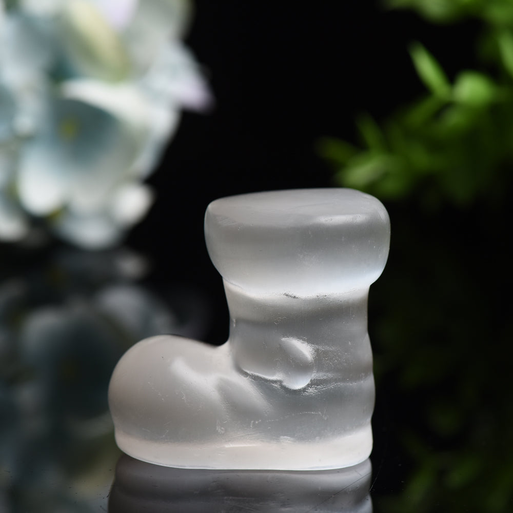 2.0 inch Selenite Crystal Boot Carving Figurine
