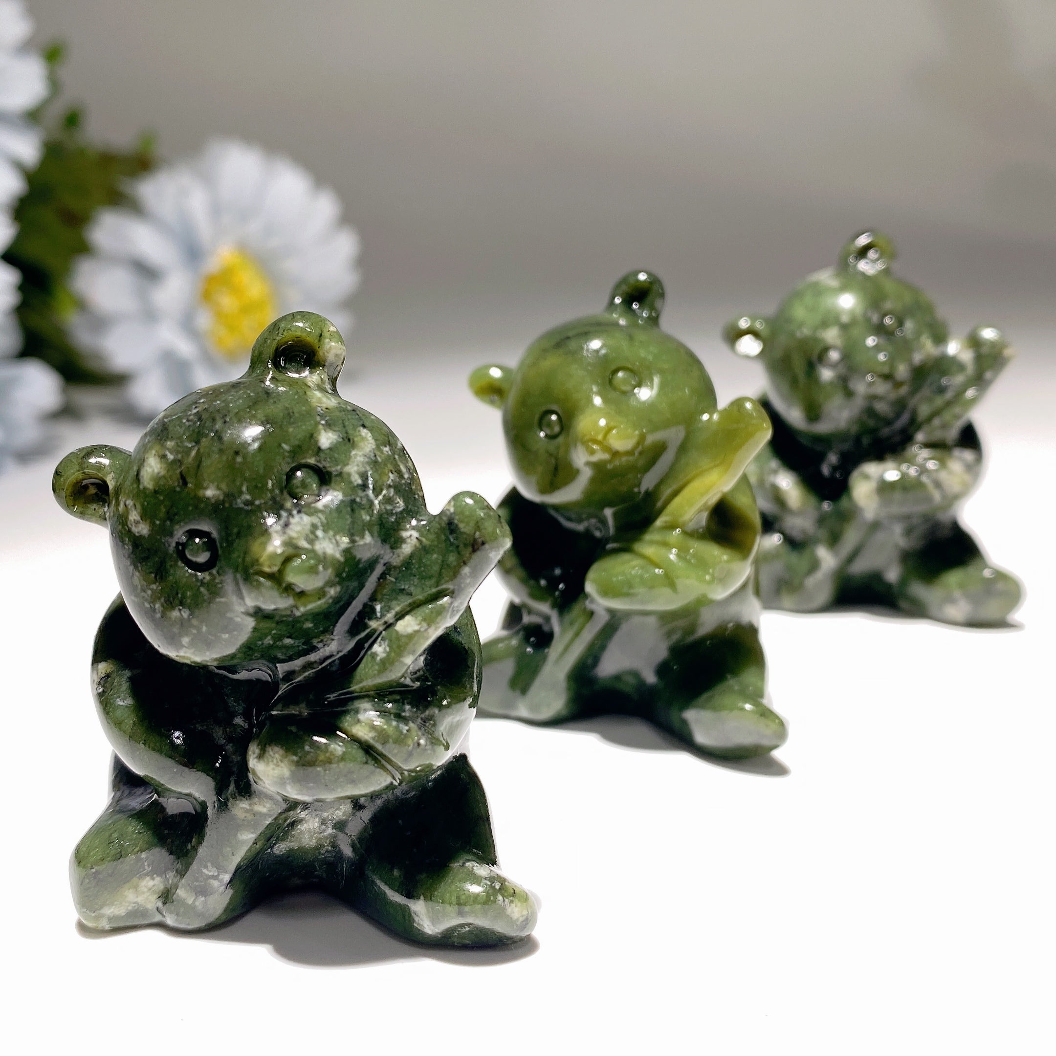 2.0 Inch Serpentine Panda Crystal Figurine for Spiritual Healing
