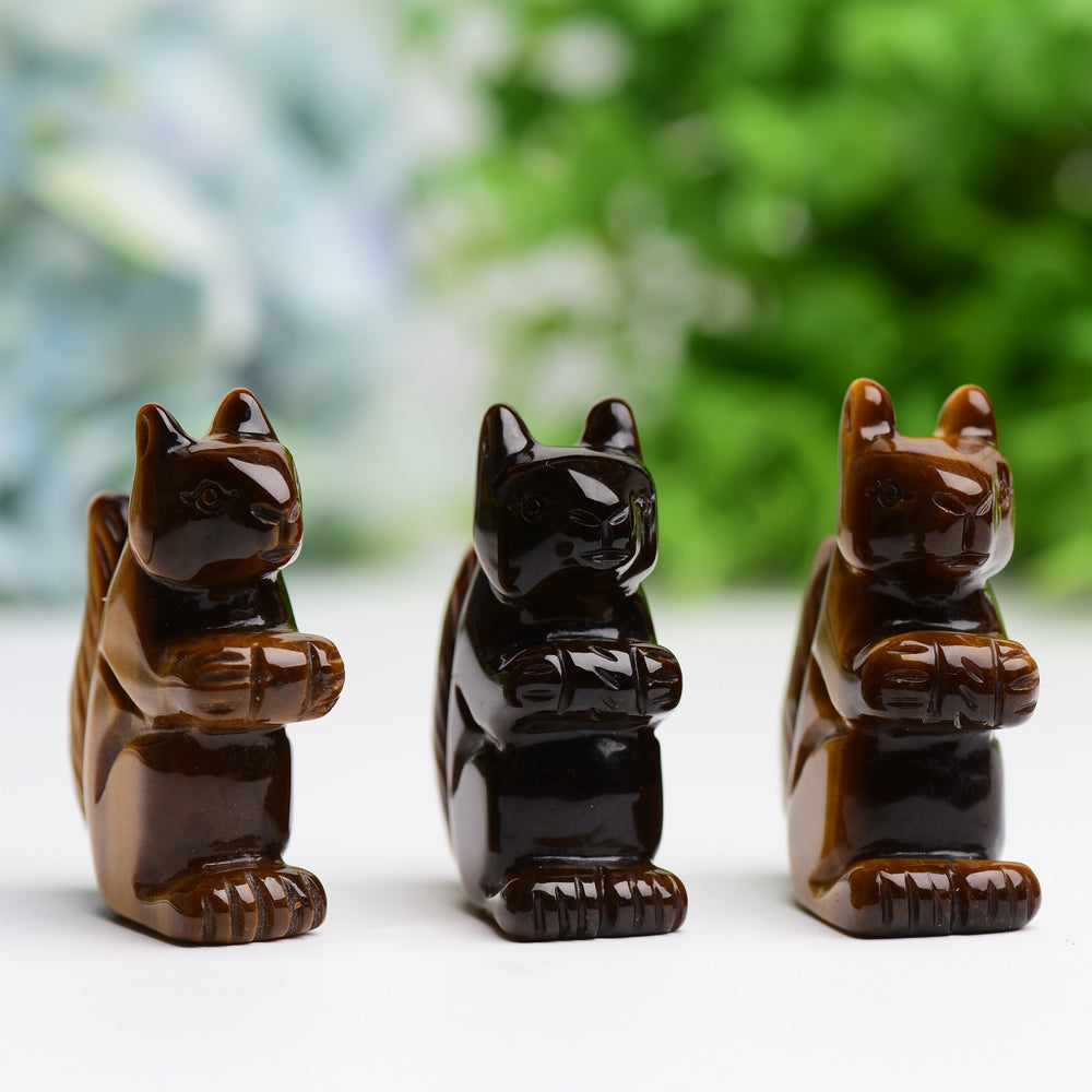 2.0 inch Tiger's Eye Squirrel Crystal Carving for Grounding