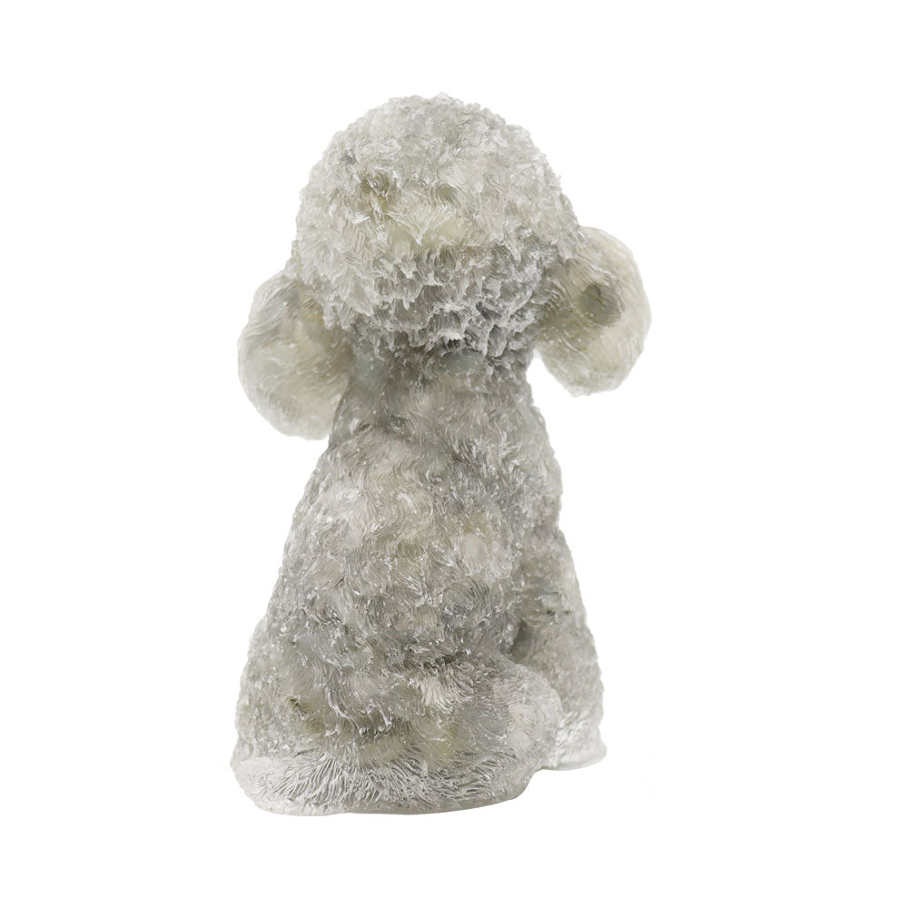 2.04 inch Resin Toy Poodle Figurine with Labradorite Gravel