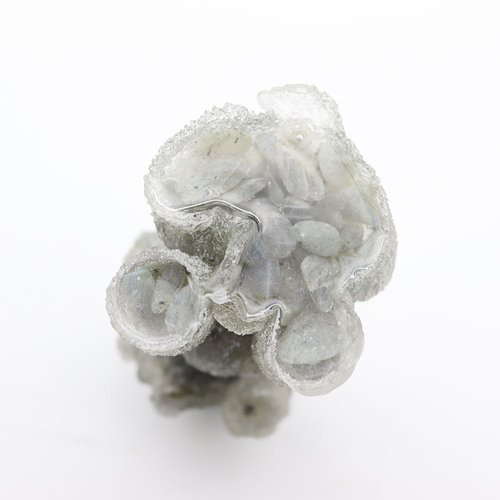 2.04 inch Resin Toy Poodle Figurine with Labradorite Gravel