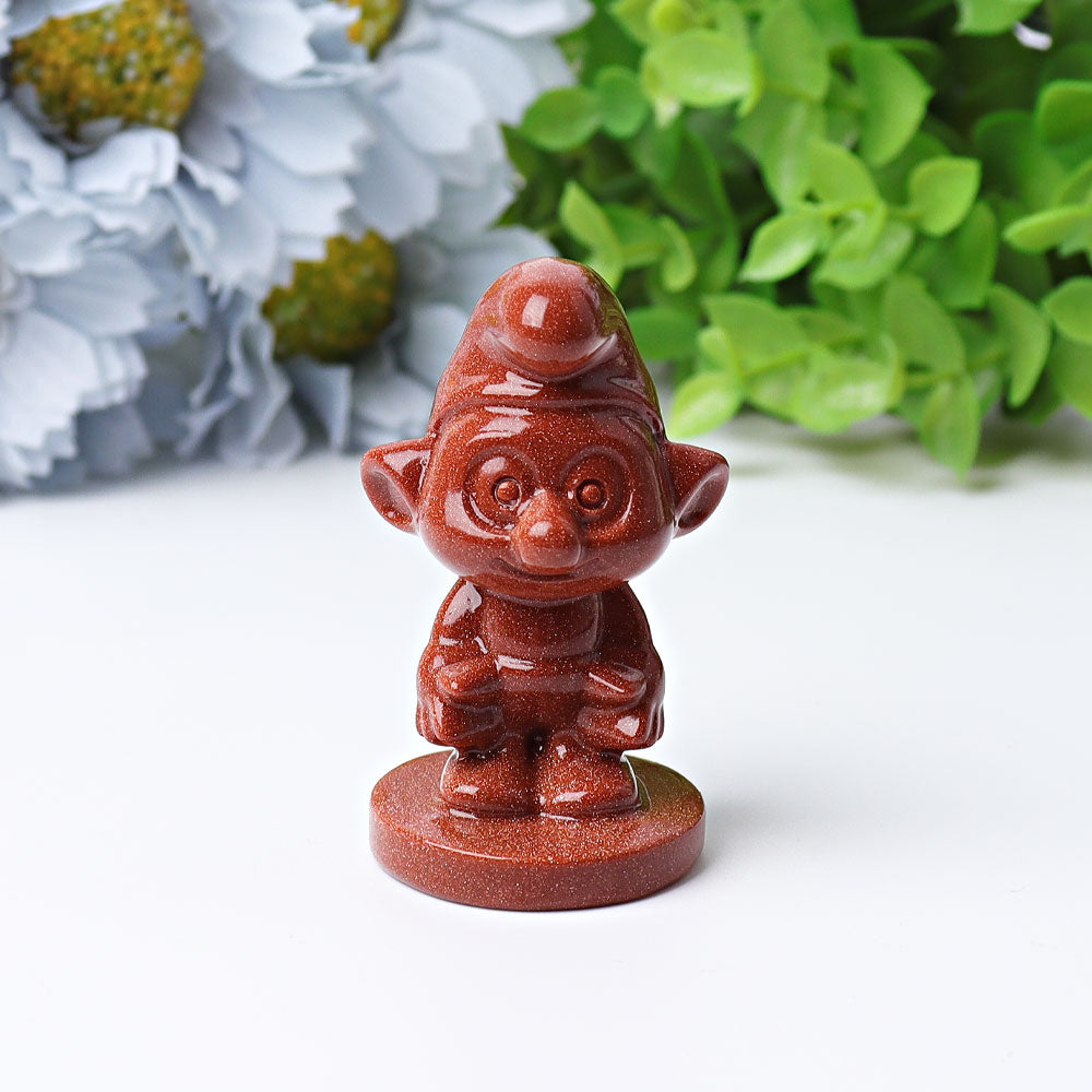2.1 inch Blue & Golden Sandstone Smurfs Spiritual Statue