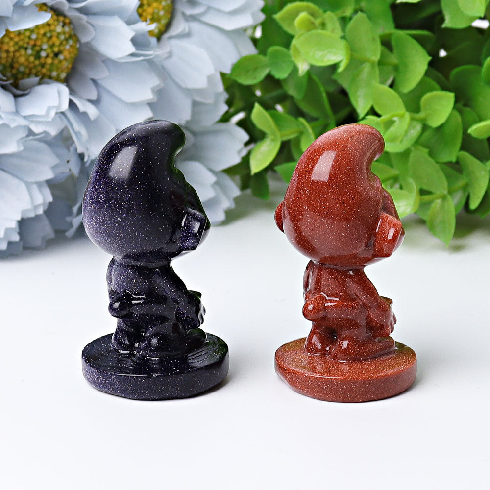 2.1 inch Blue & Golden Sandstone Smurfs Spiritual Statue