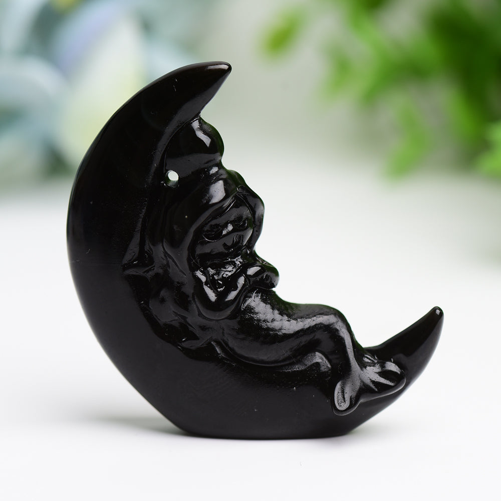 2.1-inch Fairy Moon Crystal Figurine Hand-Carved
