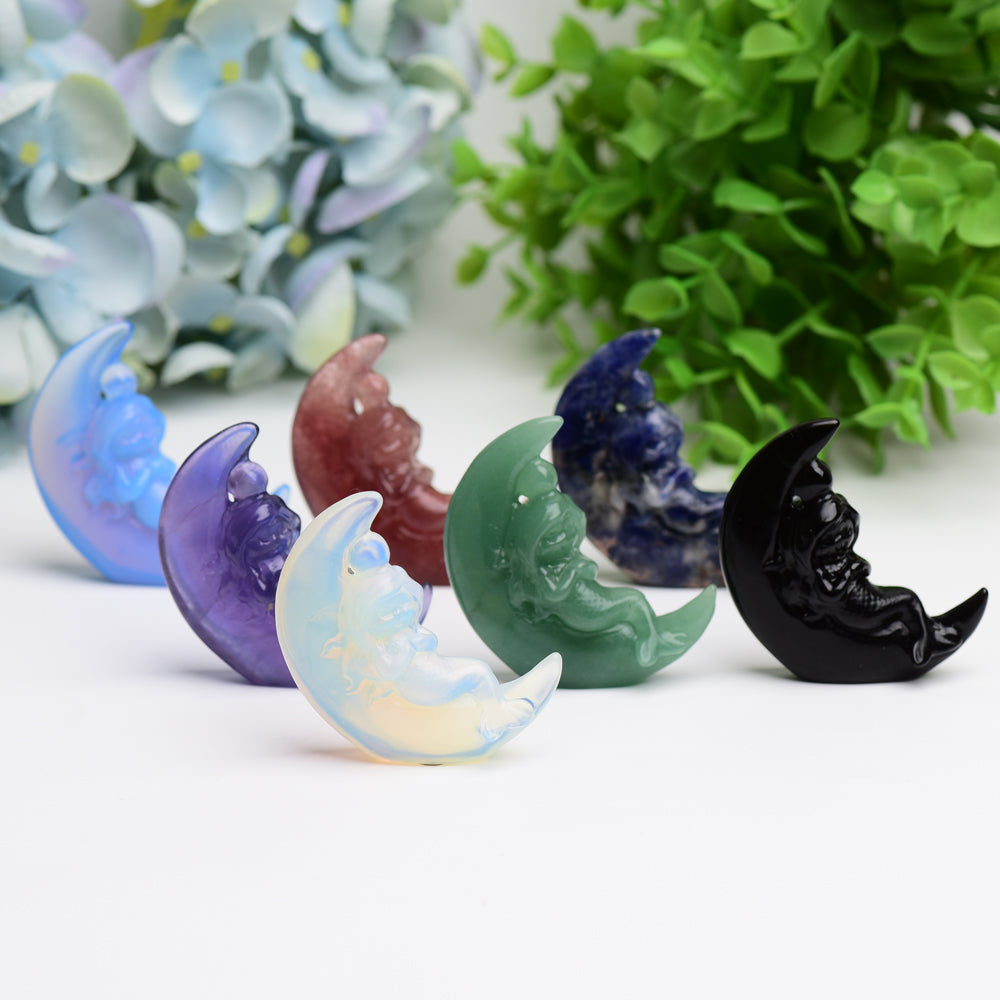 2.1-inch Fairy Moon Crystal Figurine Hand-Carved
