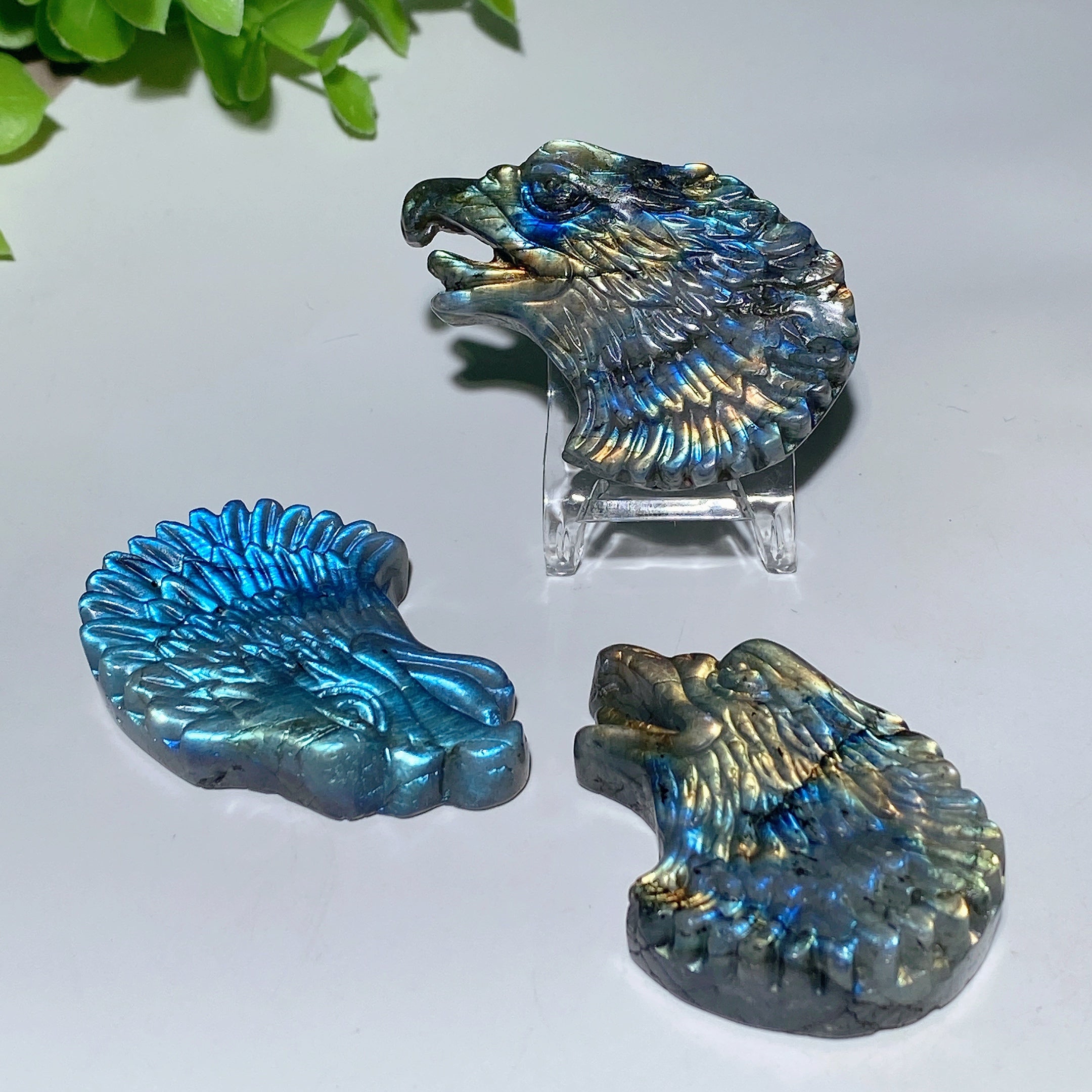 2.1 inch Labradorite Eagle Head Crystal Figurine Carving