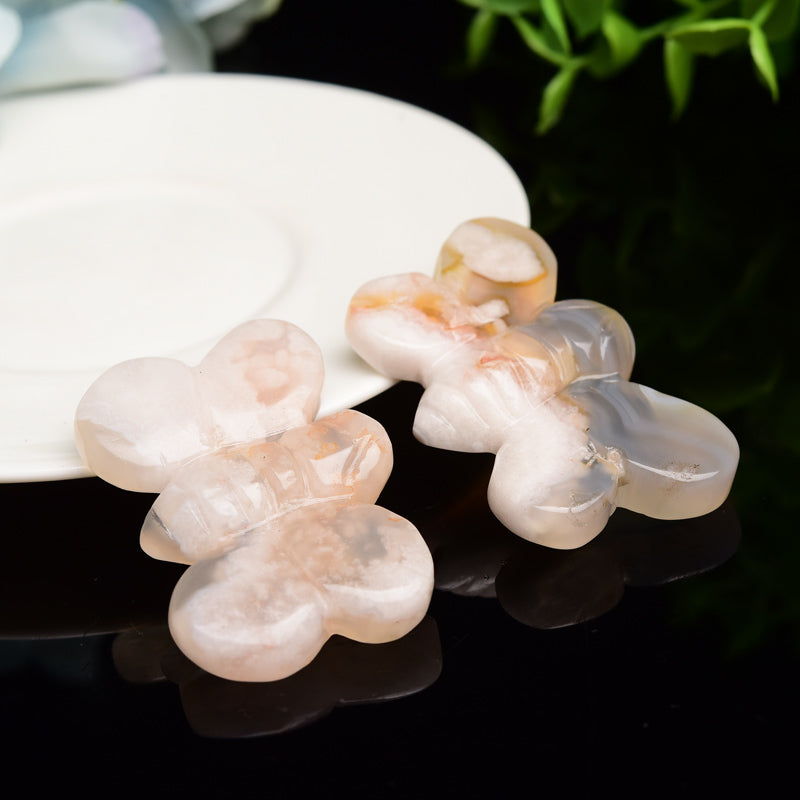 2.1 inch Yellow Fluorite & Flower Agate Bee Crystal Carvings