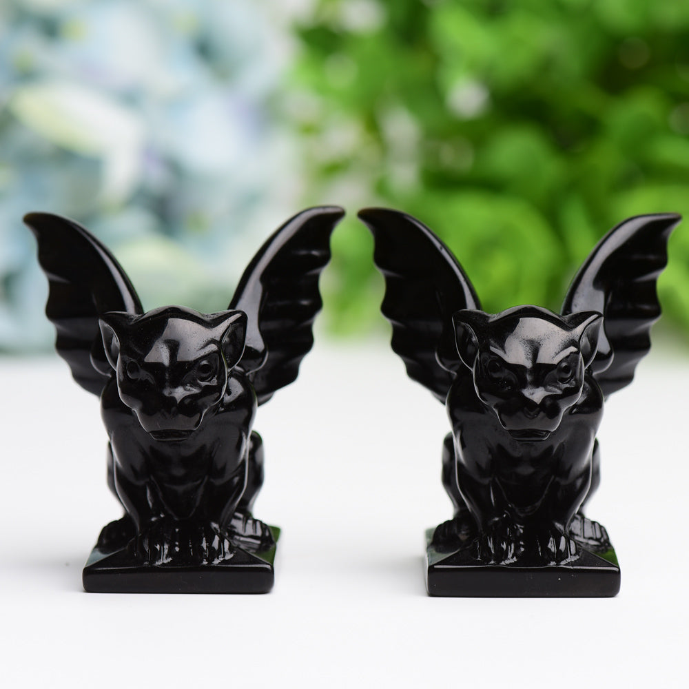 2.2" Black Obsidian Gargoyle Crystal Figurine