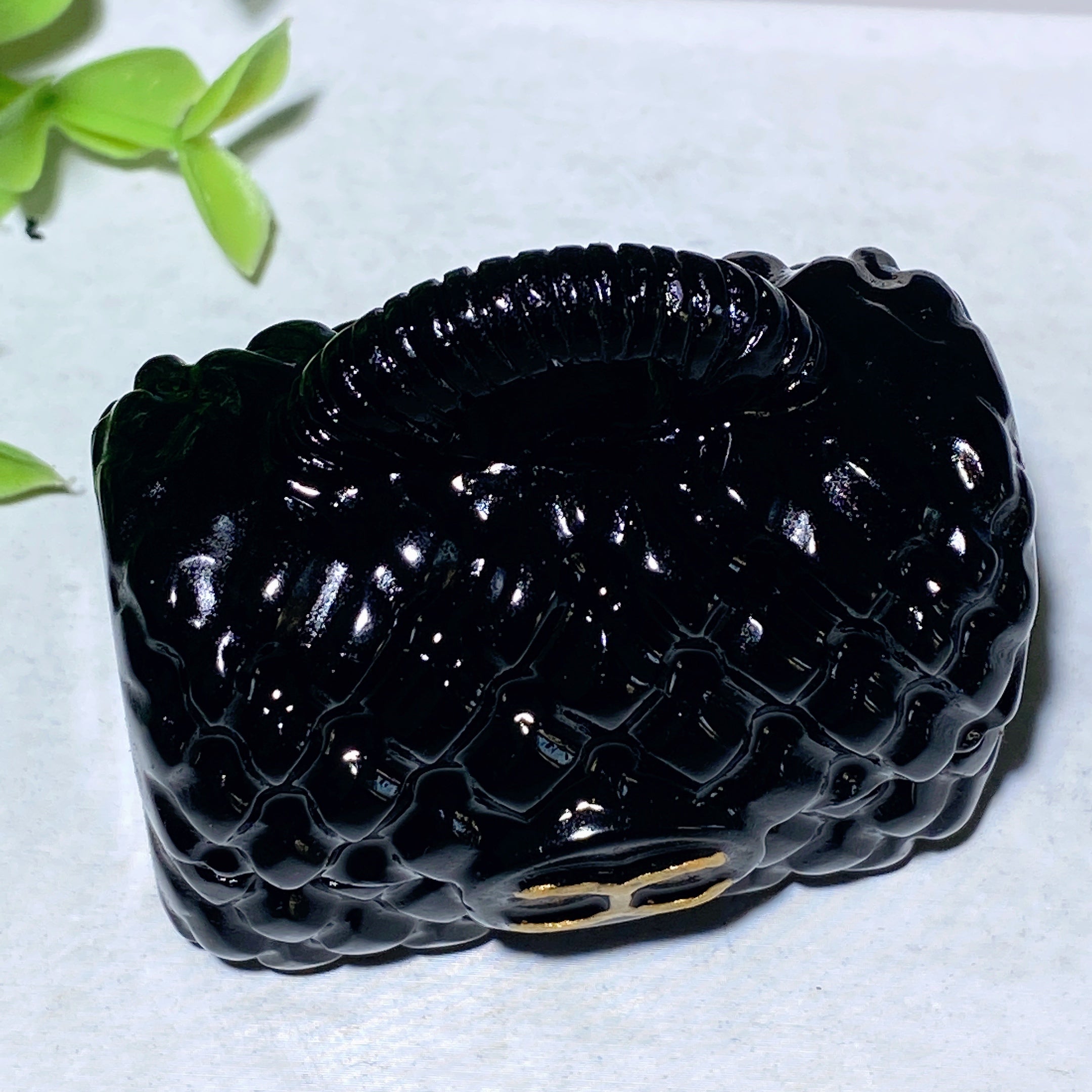 2.2-Inch Black Obsidian Crystal Bag Carving Figurine