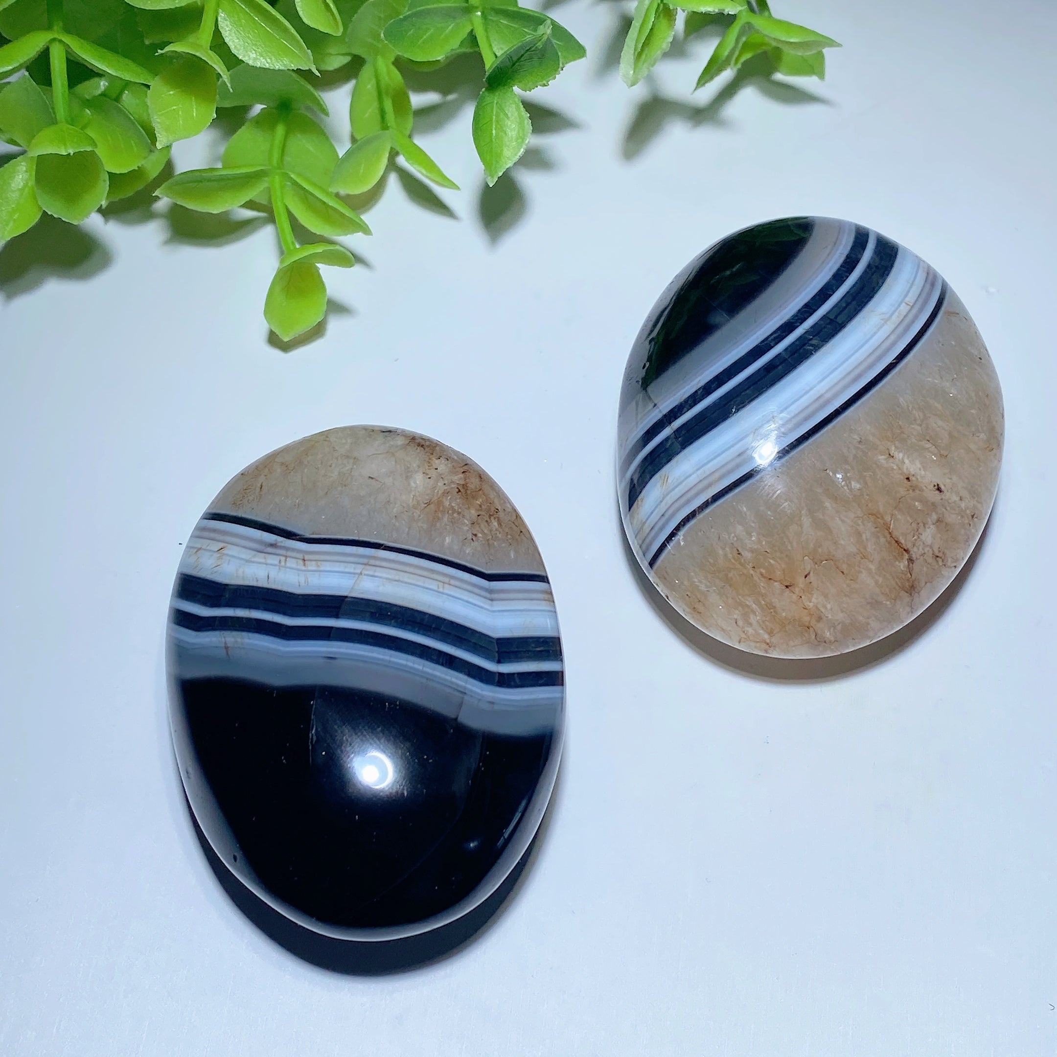 2.2 Inch Black Sardonyx Oval Palm Stone for Healing