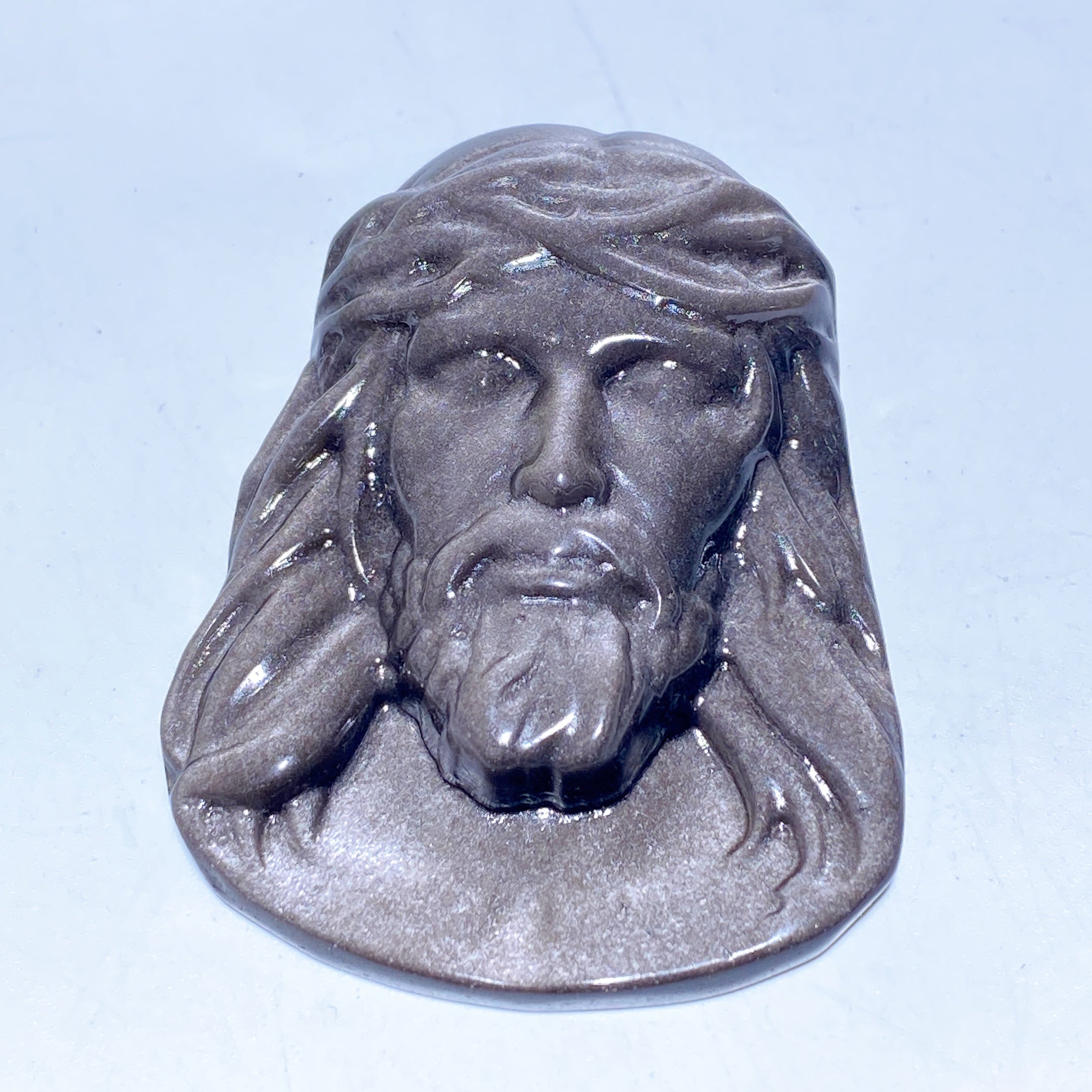 2.2 Inch Golden Obsidian Carved Man Face Crystal Figurine