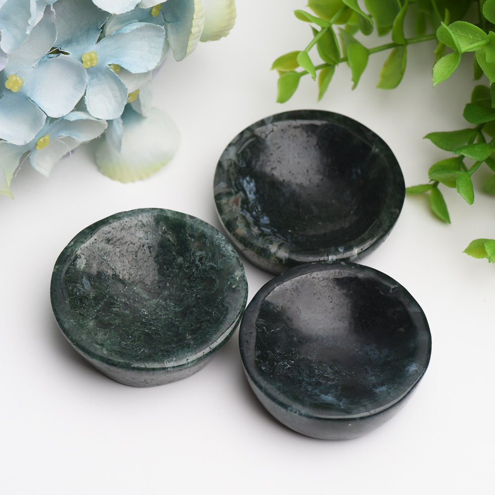 2.2 inch Moss Agate Crystal Bowl for Healing & Meditation