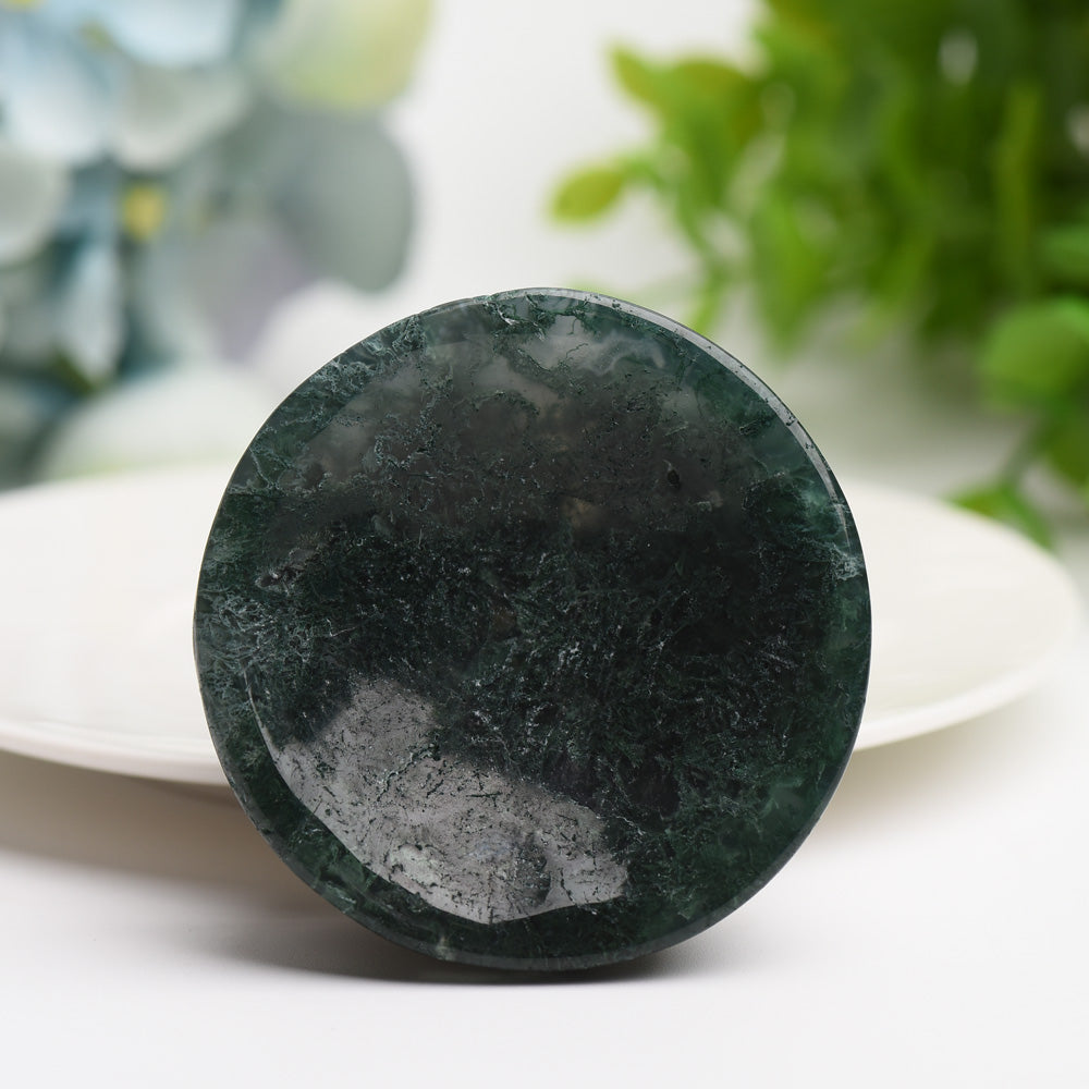 2.2 inch Moss Agate Crystal Bowl for Healing & Meditation