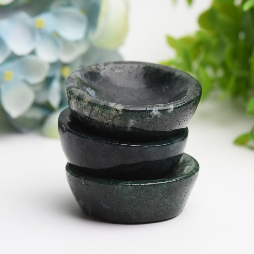 2.2 inch Moss Agate Crystal Bowl for Healing & Meditation