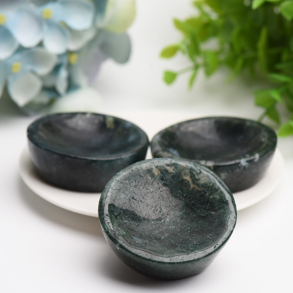 2.2 inch Moss Agate Crystal Bowl for Healing & Meditation