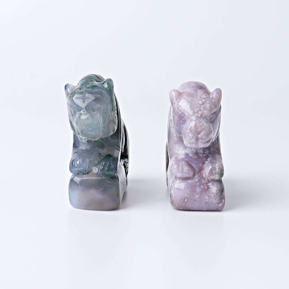 2.2 inch Moss Agate Tiger Crystal Carving Figurine