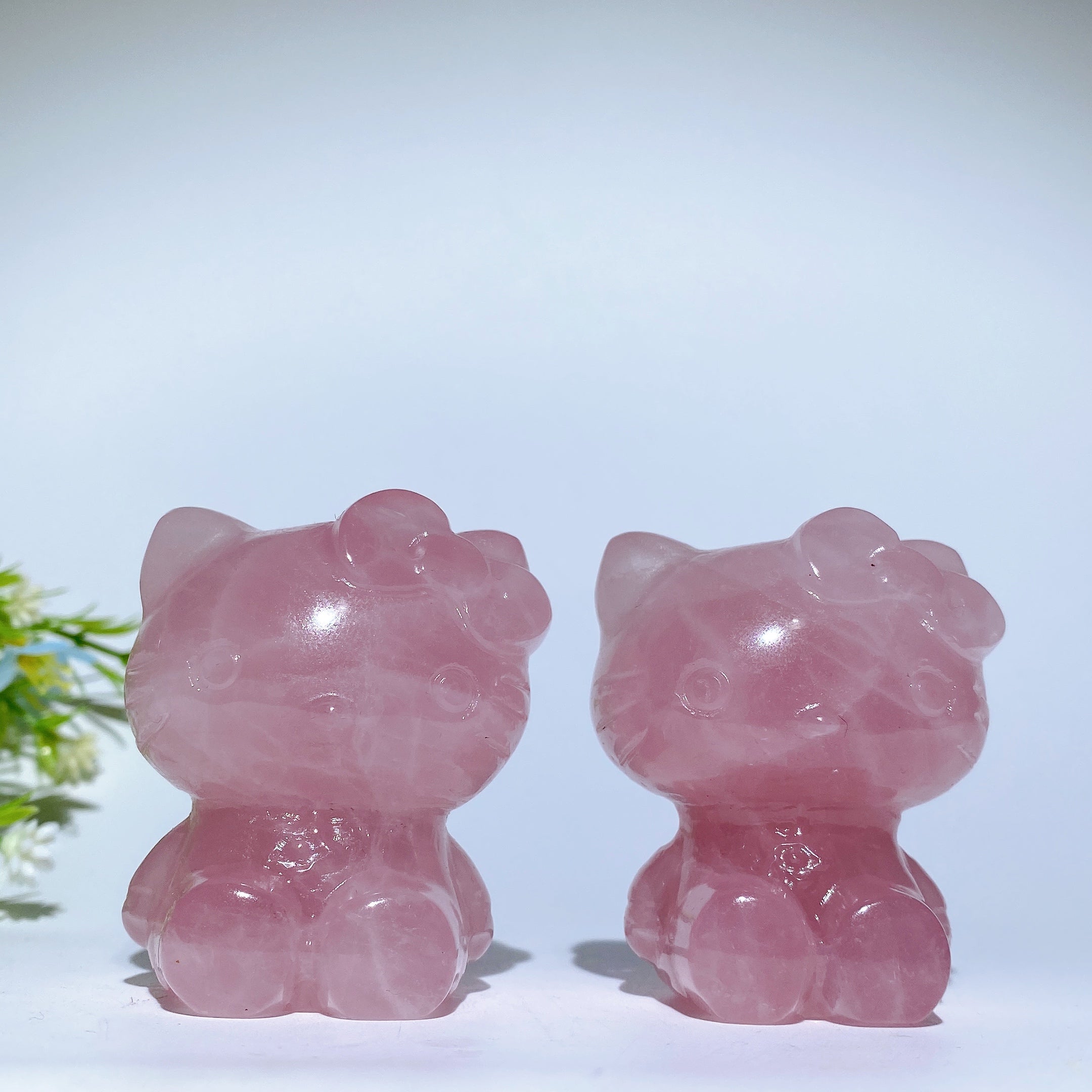2.2 inch Rose Quartz Crystal Cat Figurine Healing Energy