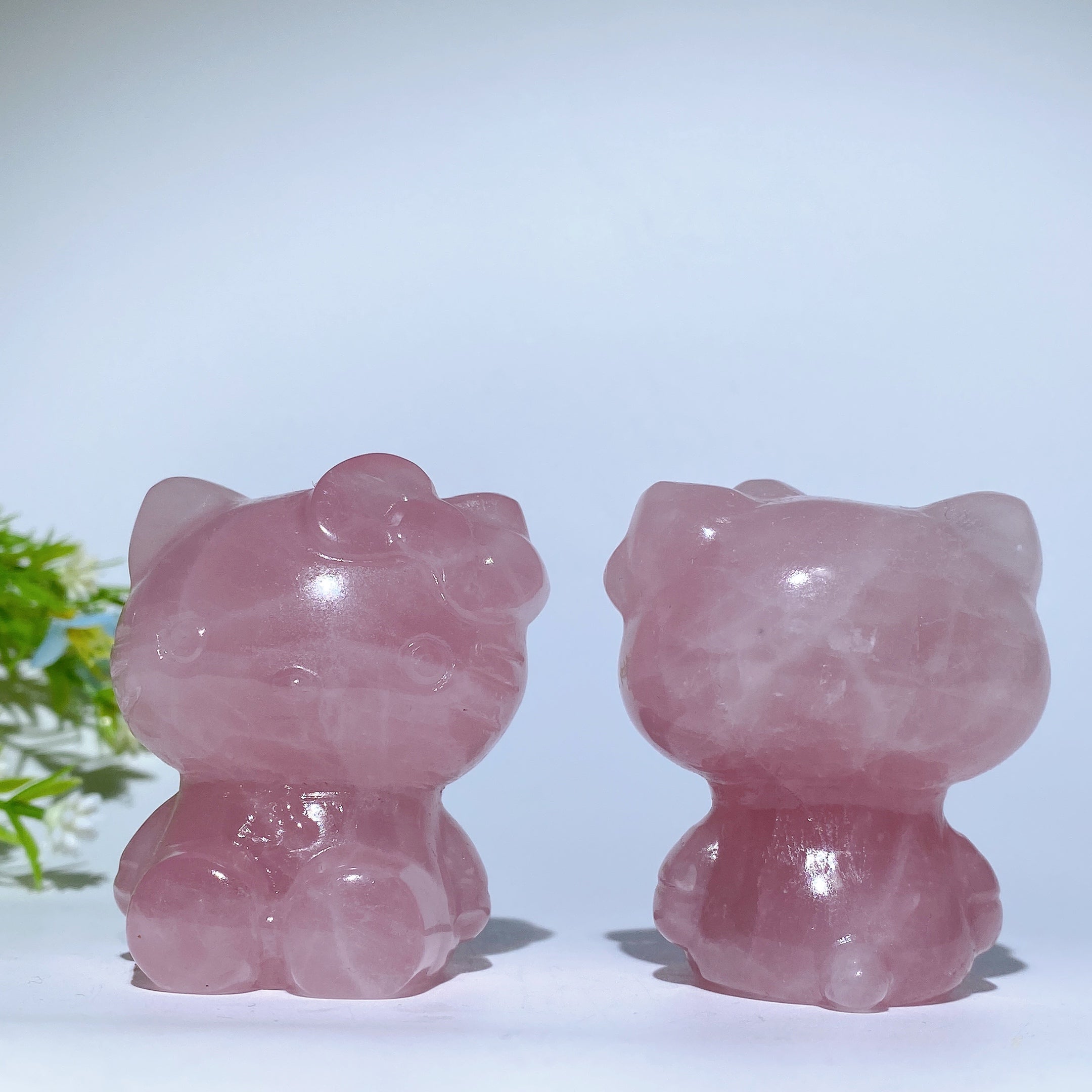 2.2 inch Rose Quartz Crystal Cat Figurine Healing Energy