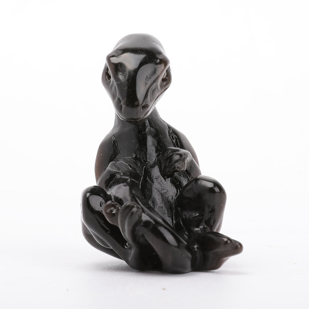 2.2-inch Silver Obsidian Lizard Crystal Figurine