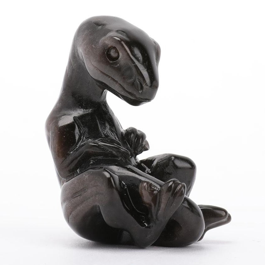 2.2-inch Silver Obsidian Lizard Crystal Figurine