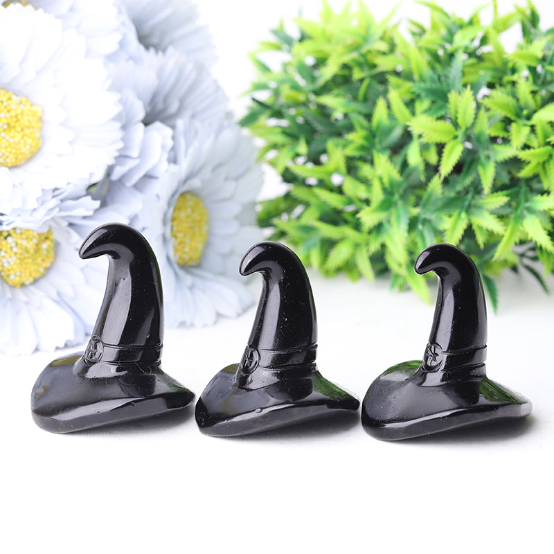 2.25" Black Obsidian Witch's Hat Crystal Figurine