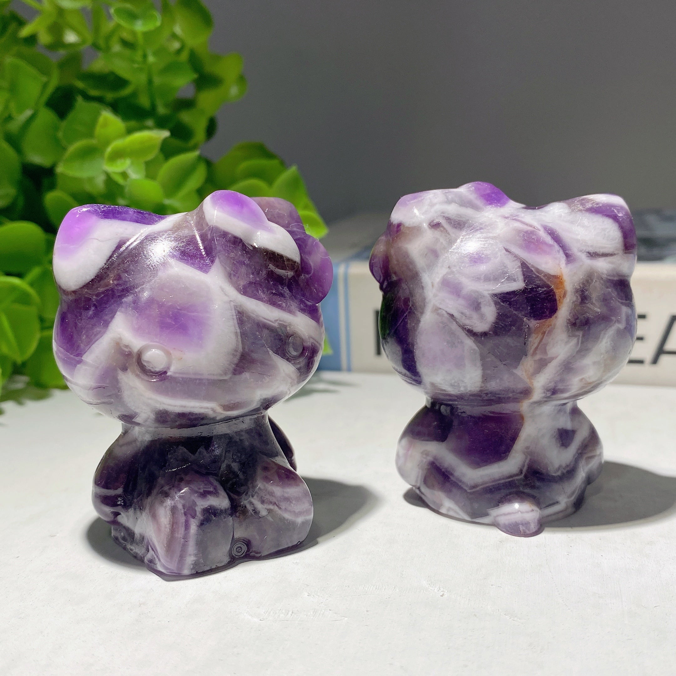 2.25in Amethyst Crystal Figurine Cat Carving Healing Energy