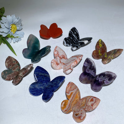 Figurine d'animal papillon en cristal sculpté à la main de 2,3 à 2,5 pouces