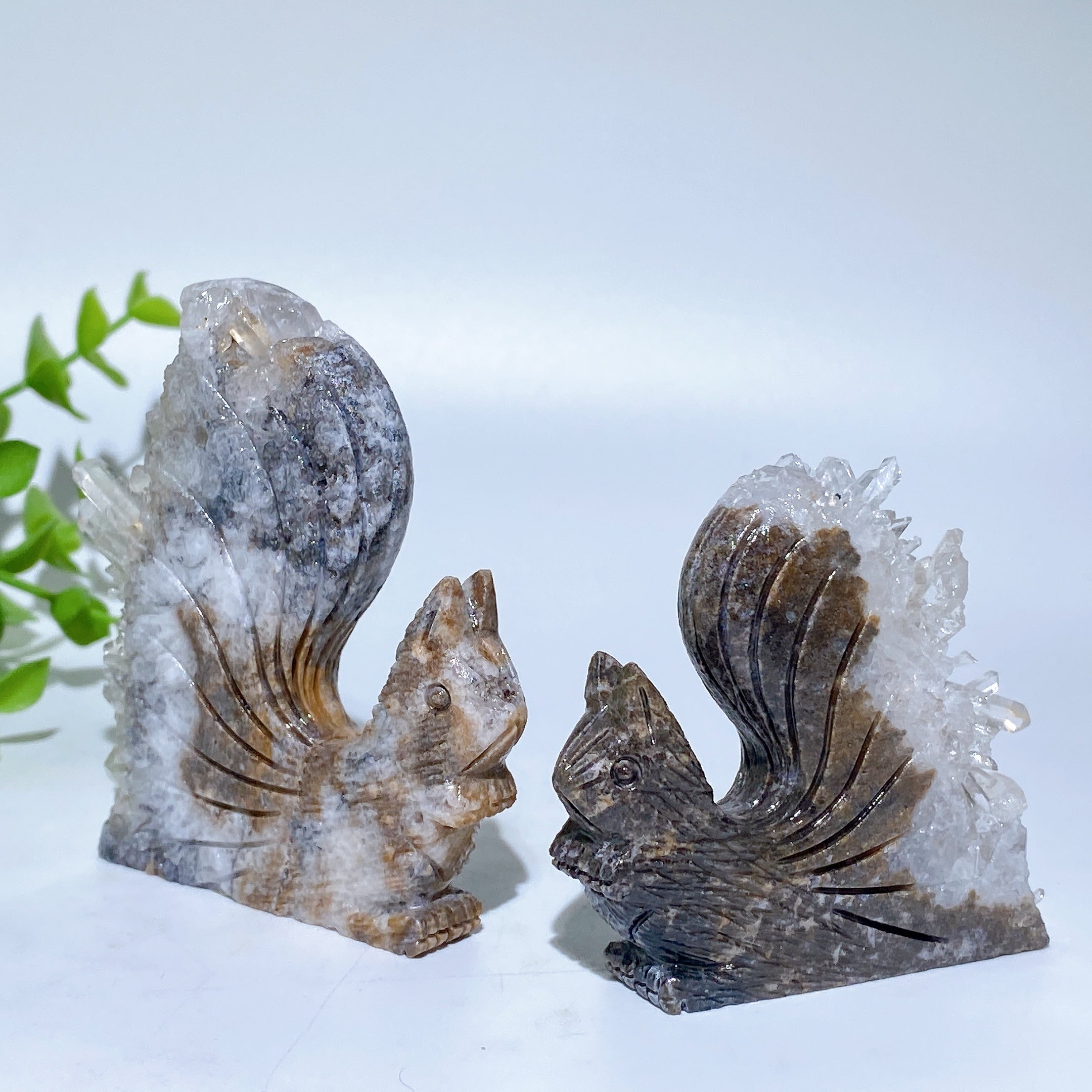 2.3-2.5 inch Clear Quartz Squirrel Crystal Carving