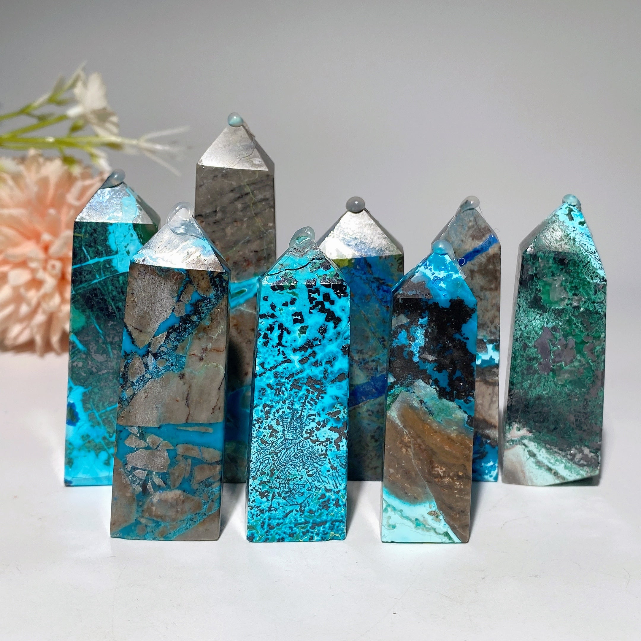 2-3.2 inch Chrysocolla Point Crystal for Healing Energy
