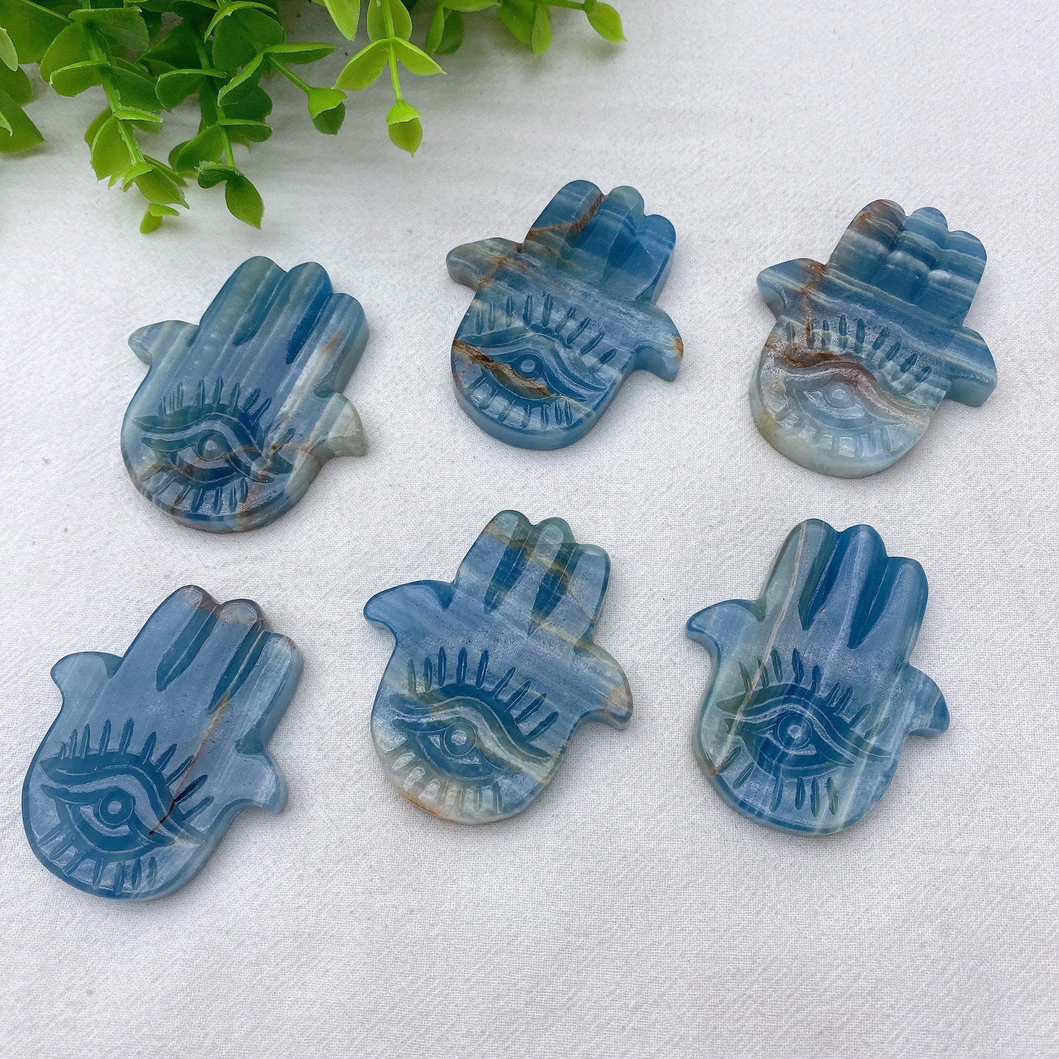 2.3" Blue Onyx Evil Eye Crystal Figurine Healing Carving