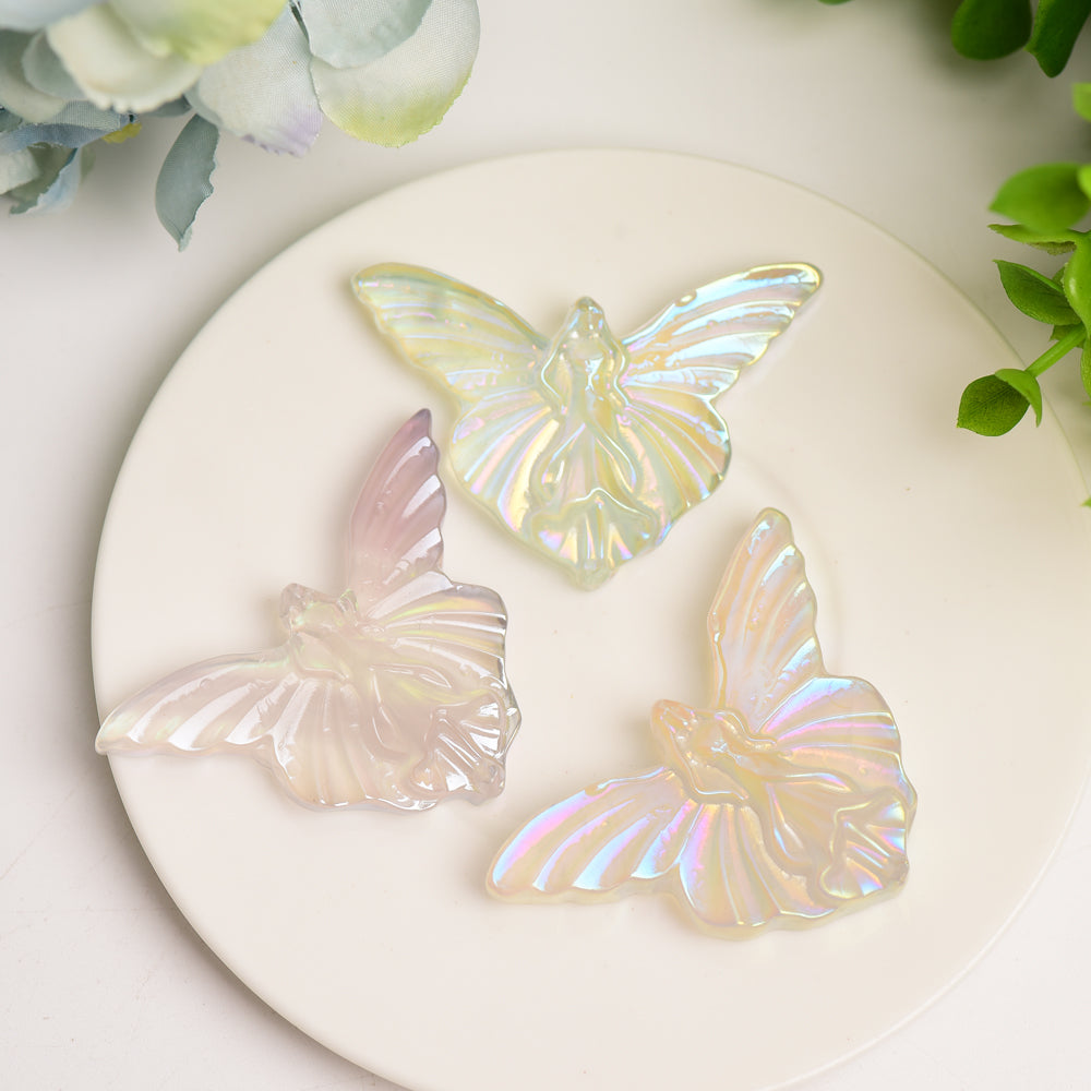 2.3" Clear Quartz Butterfly Crystal Carving for Healing