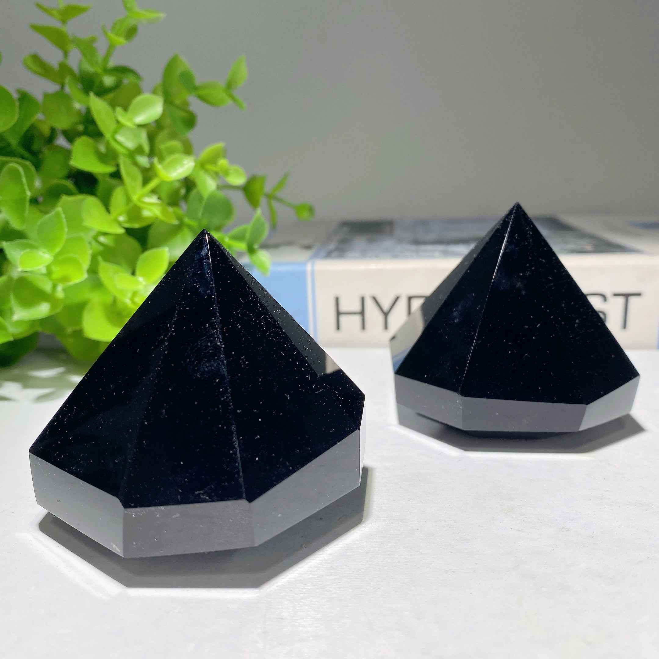 2.3 Inch Black Obsidian Diamond Crystal Carvings