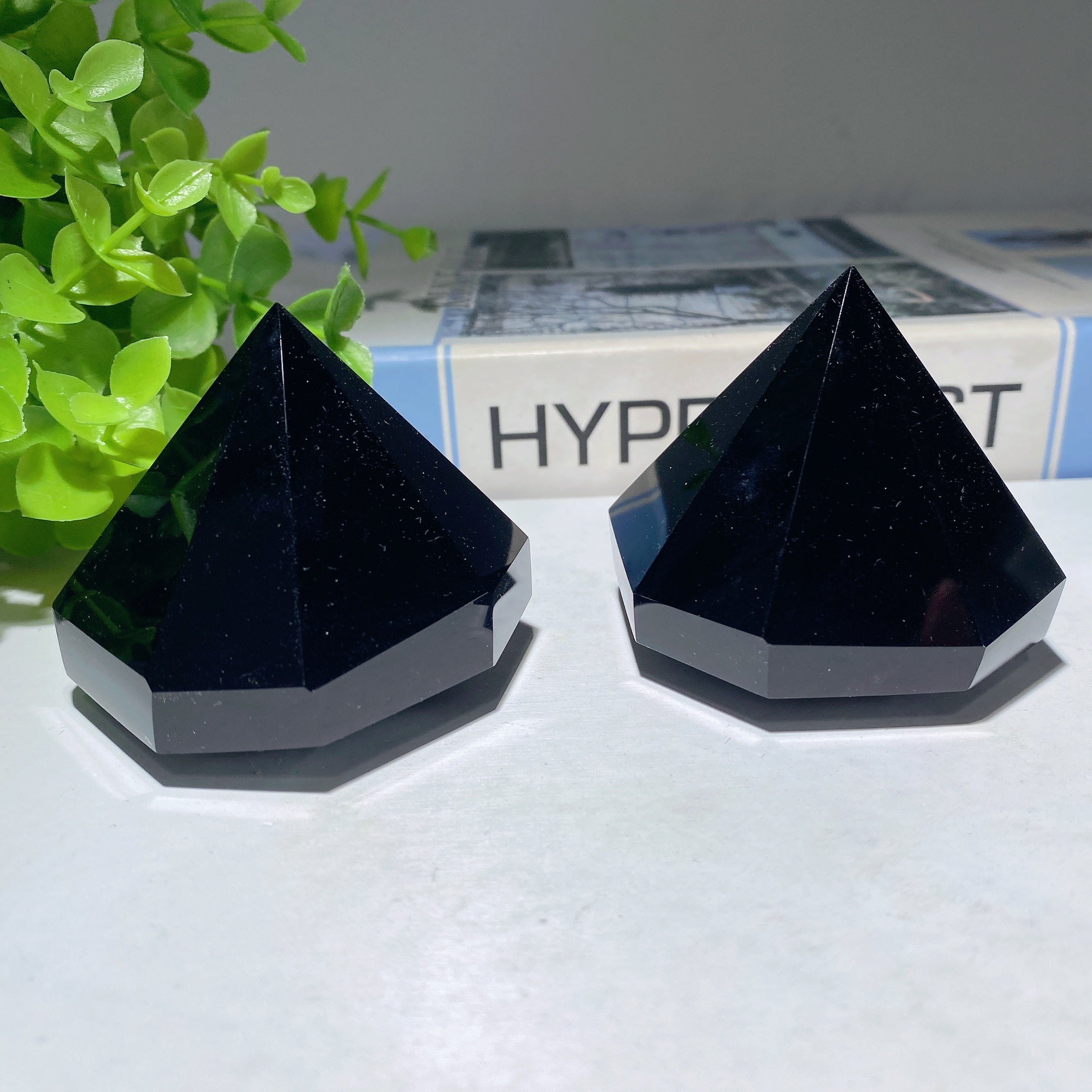 2.3 Inch Black Obsidian Diamond Crystal Carvings