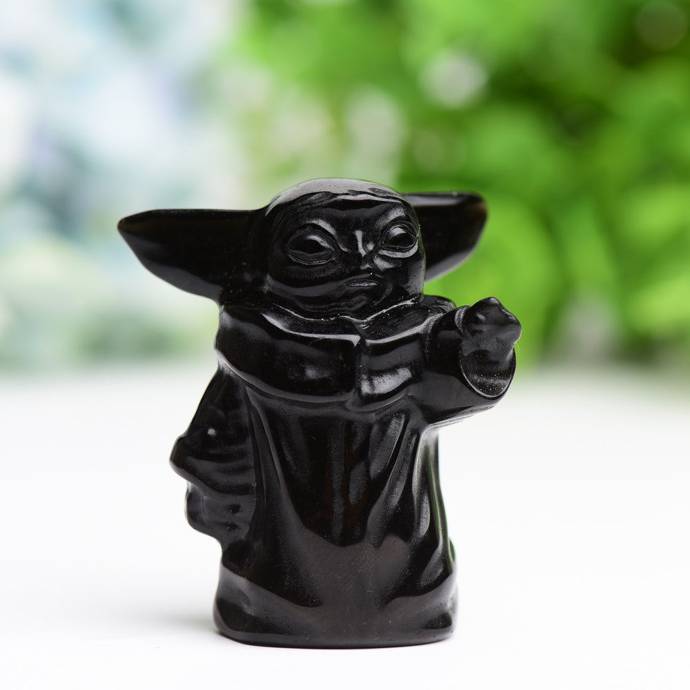 2.3 inch Black Obsidian Master Crystal Figurine Carving