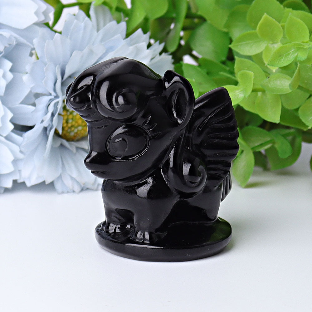 2.3-Inch Black Obsidian Unicorn Crystal Carving