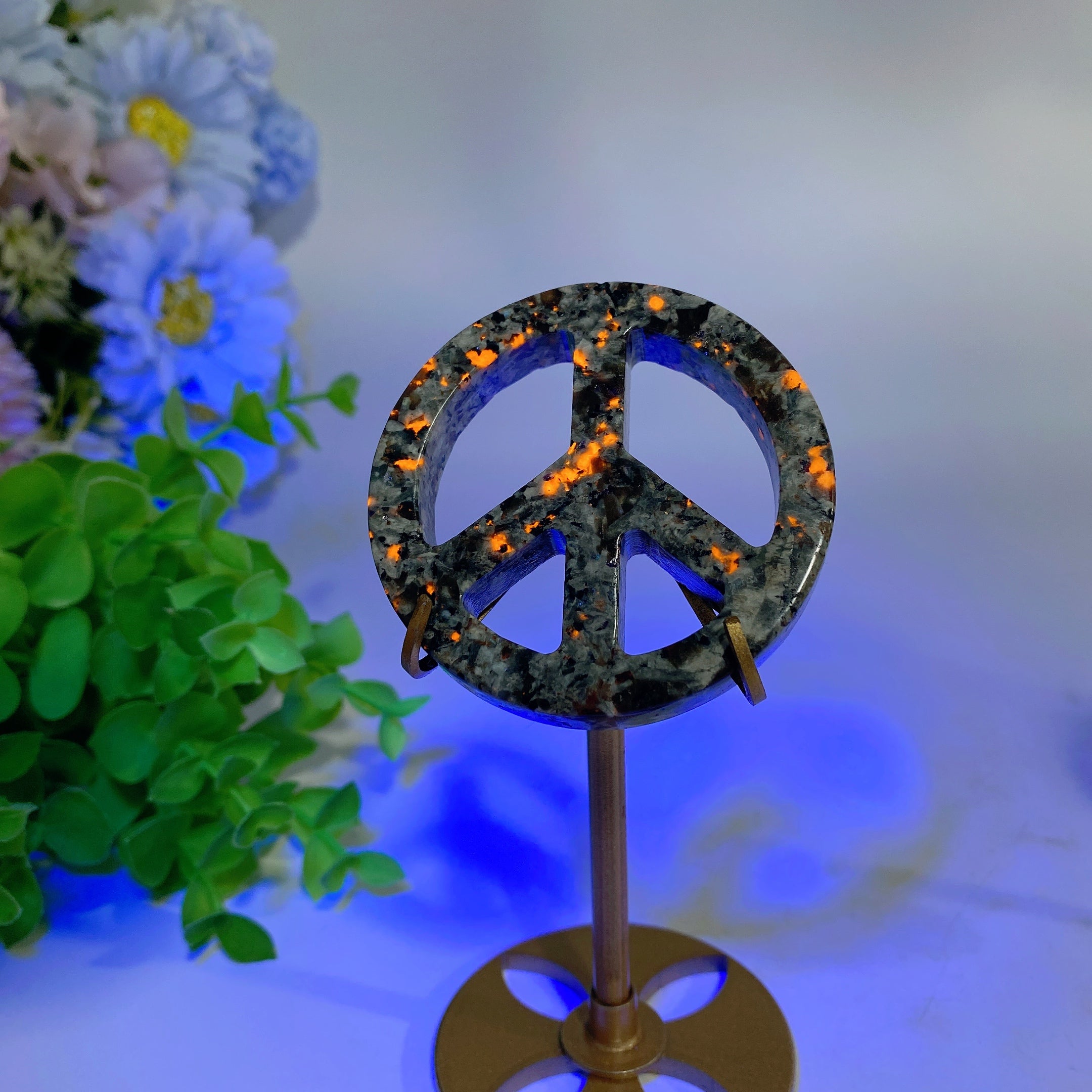Figurine de signe de paix en cristal de 2,3 pouces pour la guérison et la décoration