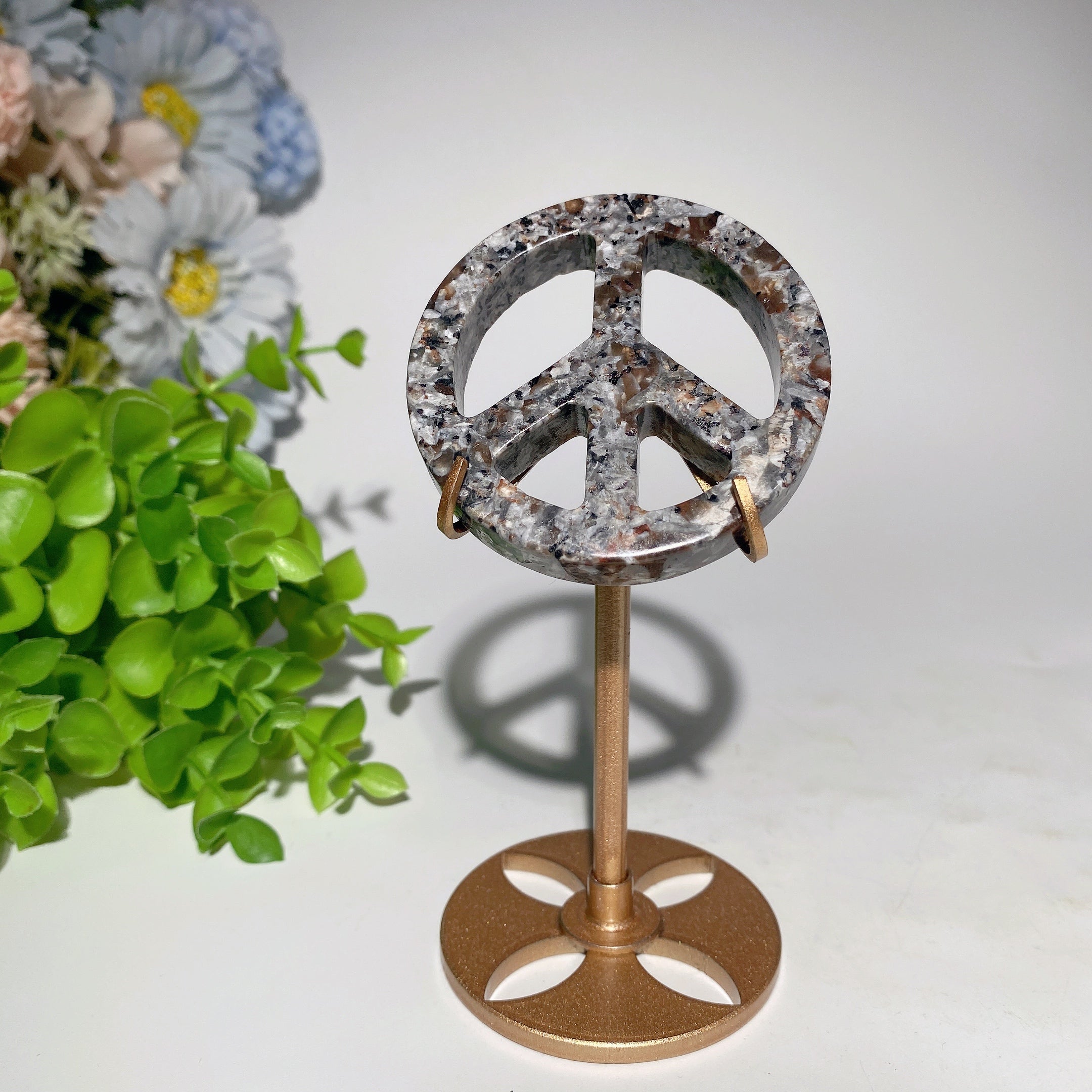 Figurine de signe de paix en cristal de 2,3 pouces pour la guérison et la décoration