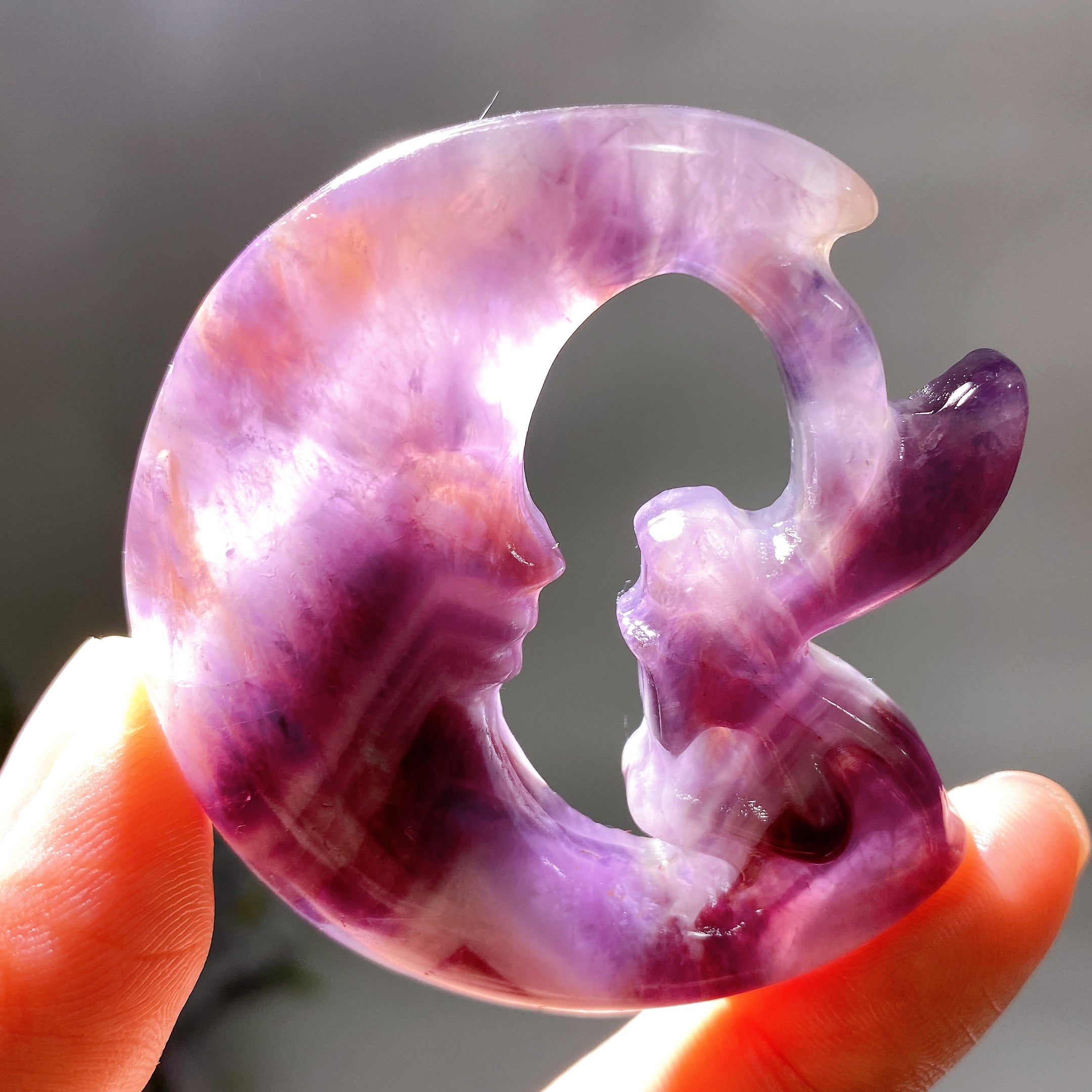 2.3 Inch Dream Amethyst Moon Fairy Crystal Figurine