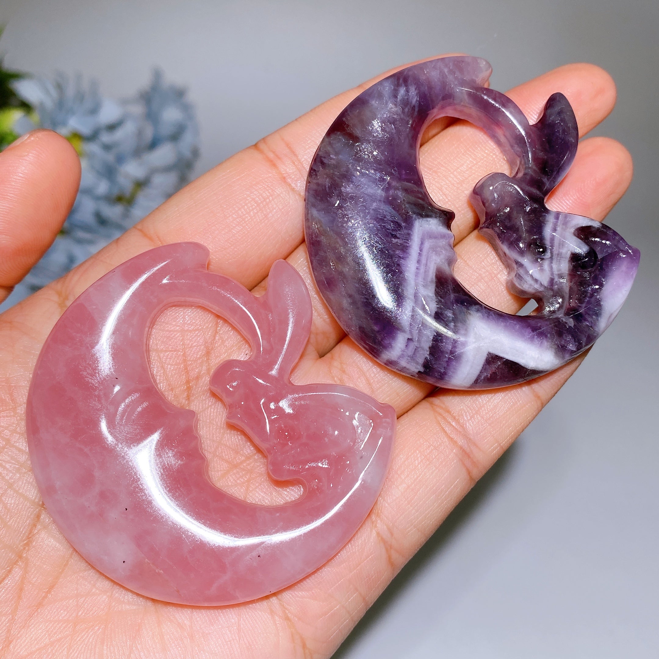 2.3 Inch Dream Amethyst Moon Fairy Crystal Figurine