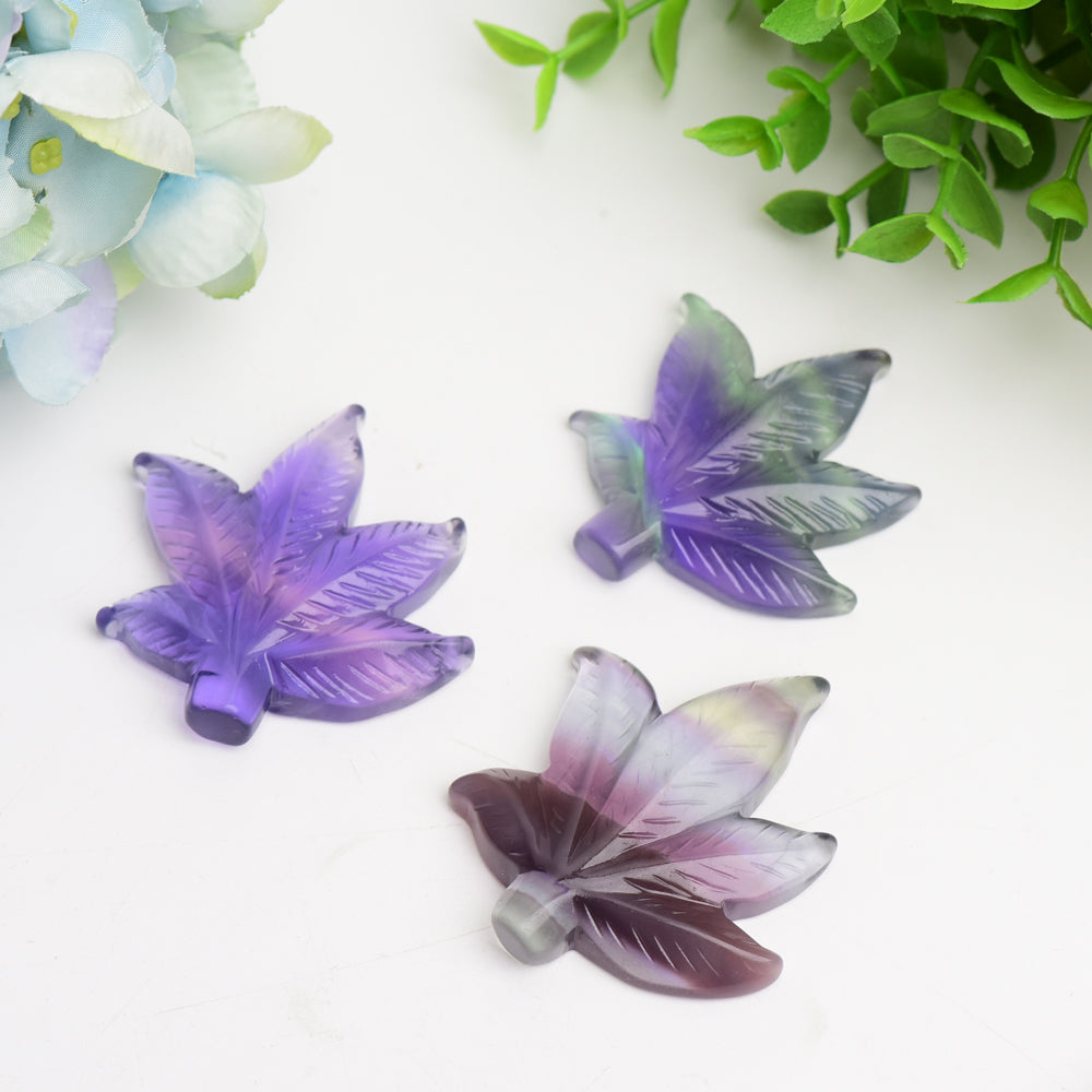 2.3 Inch Fluorite Maple Leaf Crystal Carving