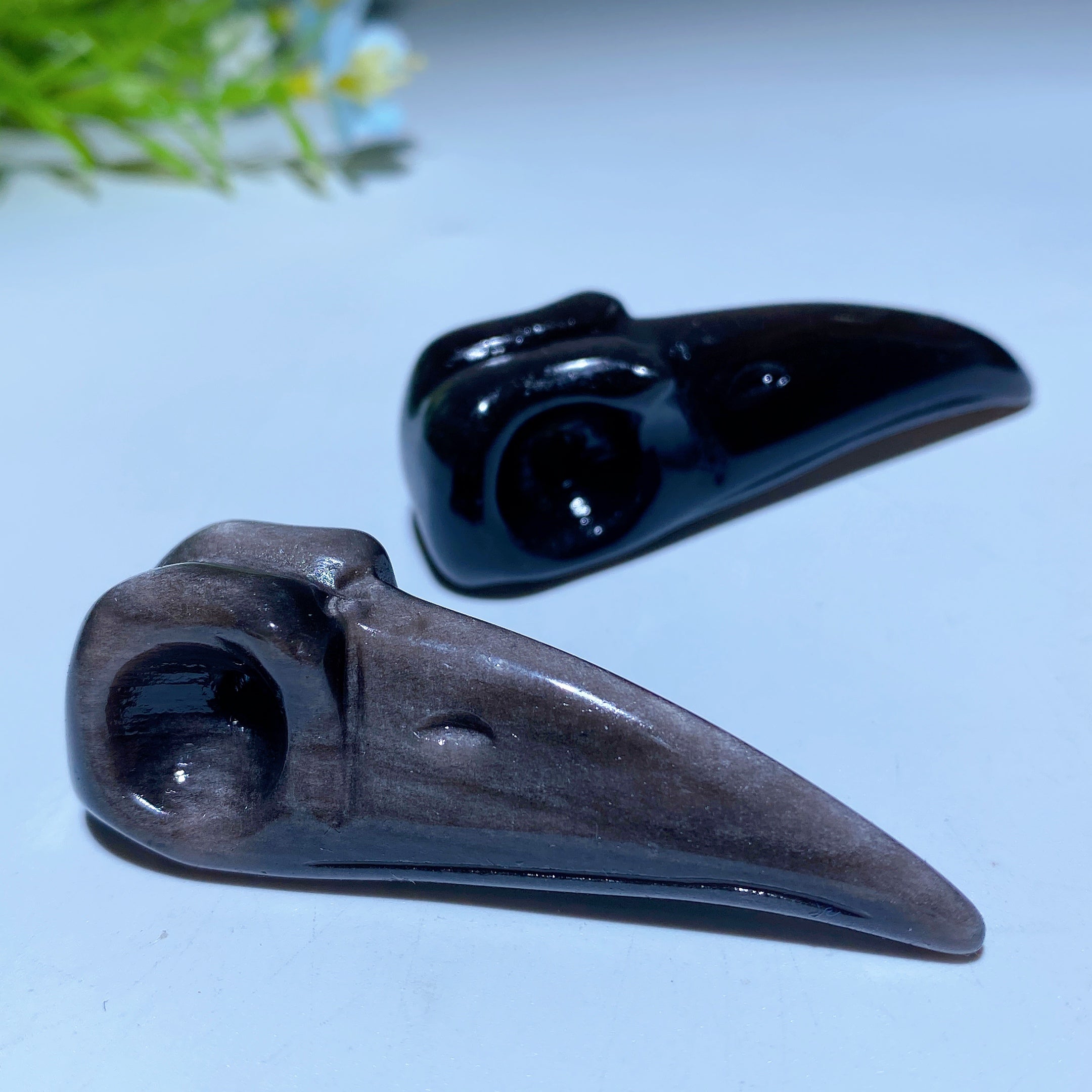 2.3 Inch Golden Obsidian Raven Skull Crystal Carving