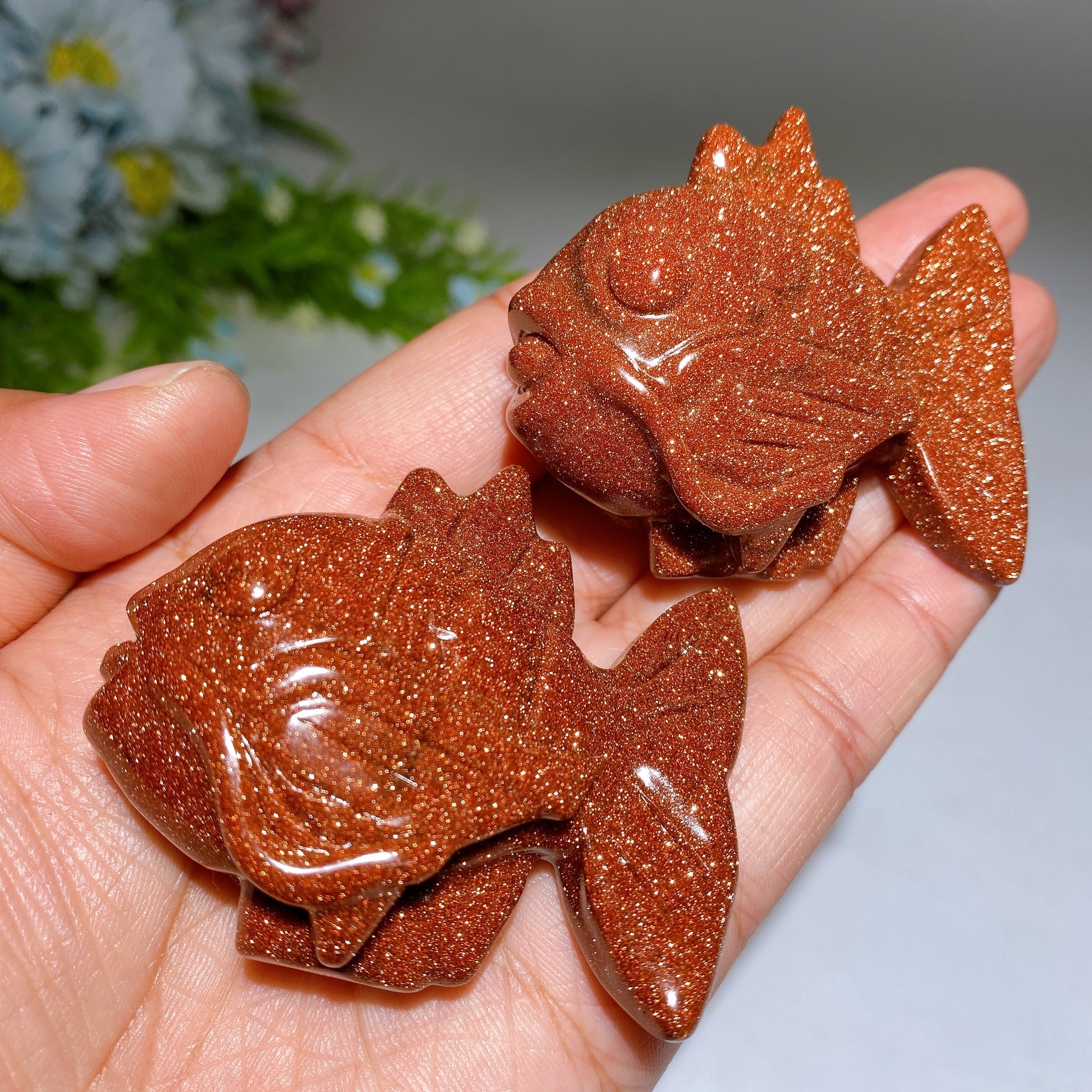 2.3-inch Golden Sandstone Fish Crystal Animal Healing