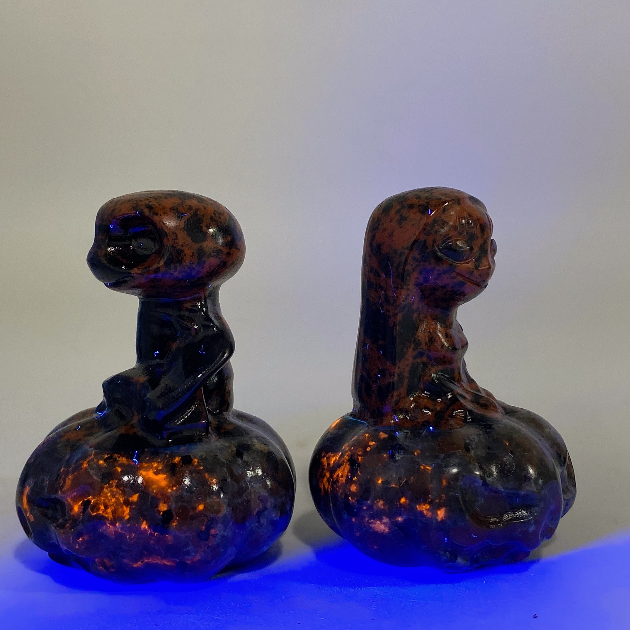 2.3-inch Jack Sally Crystal Figurines with Orange Calcite Pumpkin