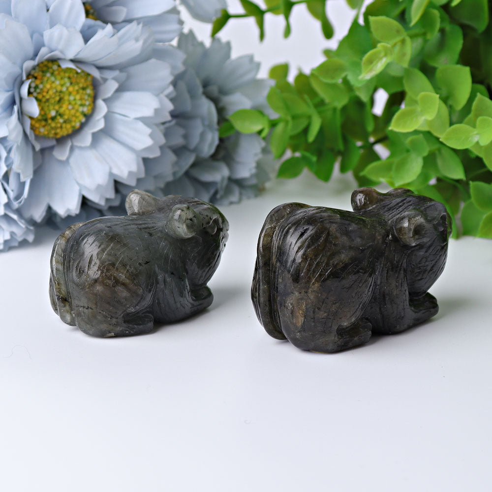 Figurine de souris sculptée en cristal de labradorite de 2,3 pouces