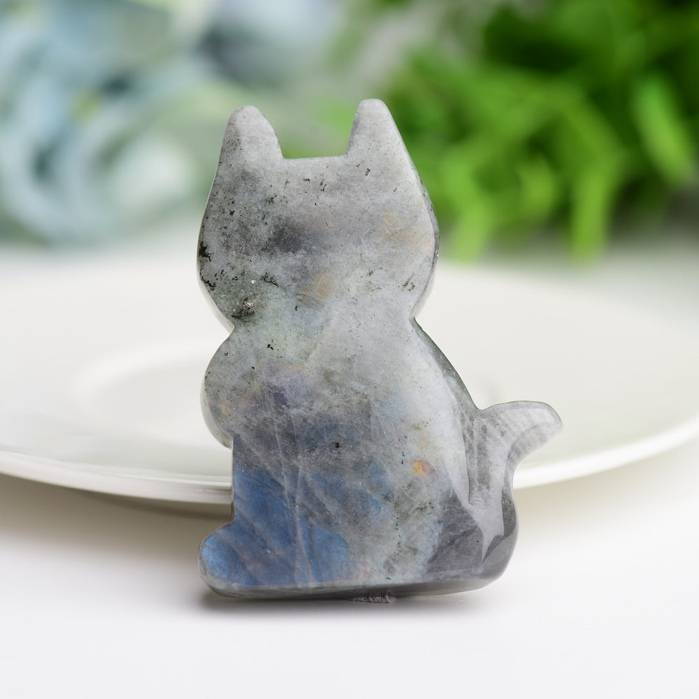 2.3 inch Labradorite Healing Cat Crystal Carving Figurine