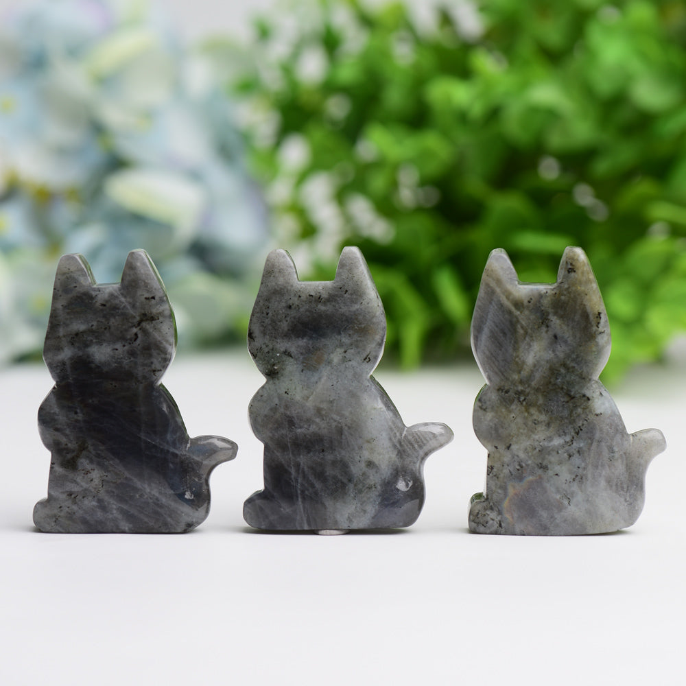 2.3 inch Labradorite Healing Cat Crystal Carving Figurine