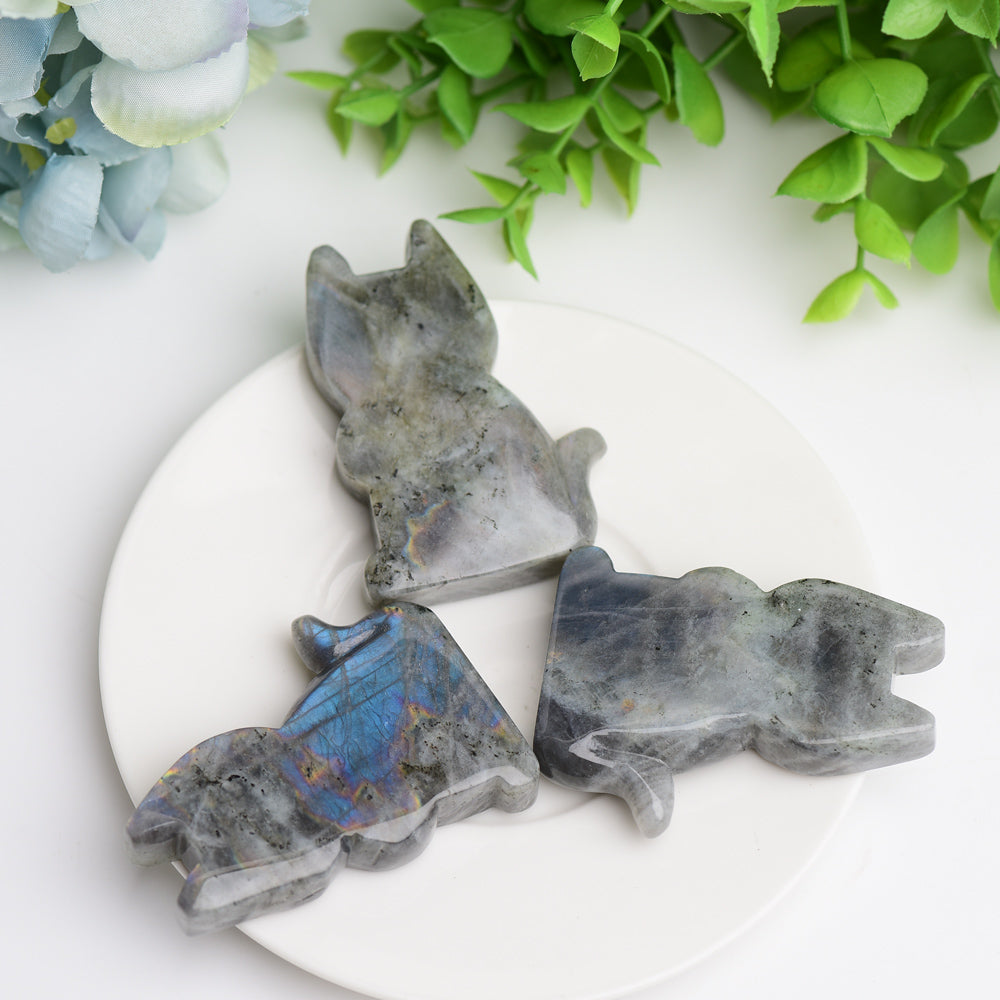 2.3 inch Labradorite Healing Cat Crystal Carving Figurine