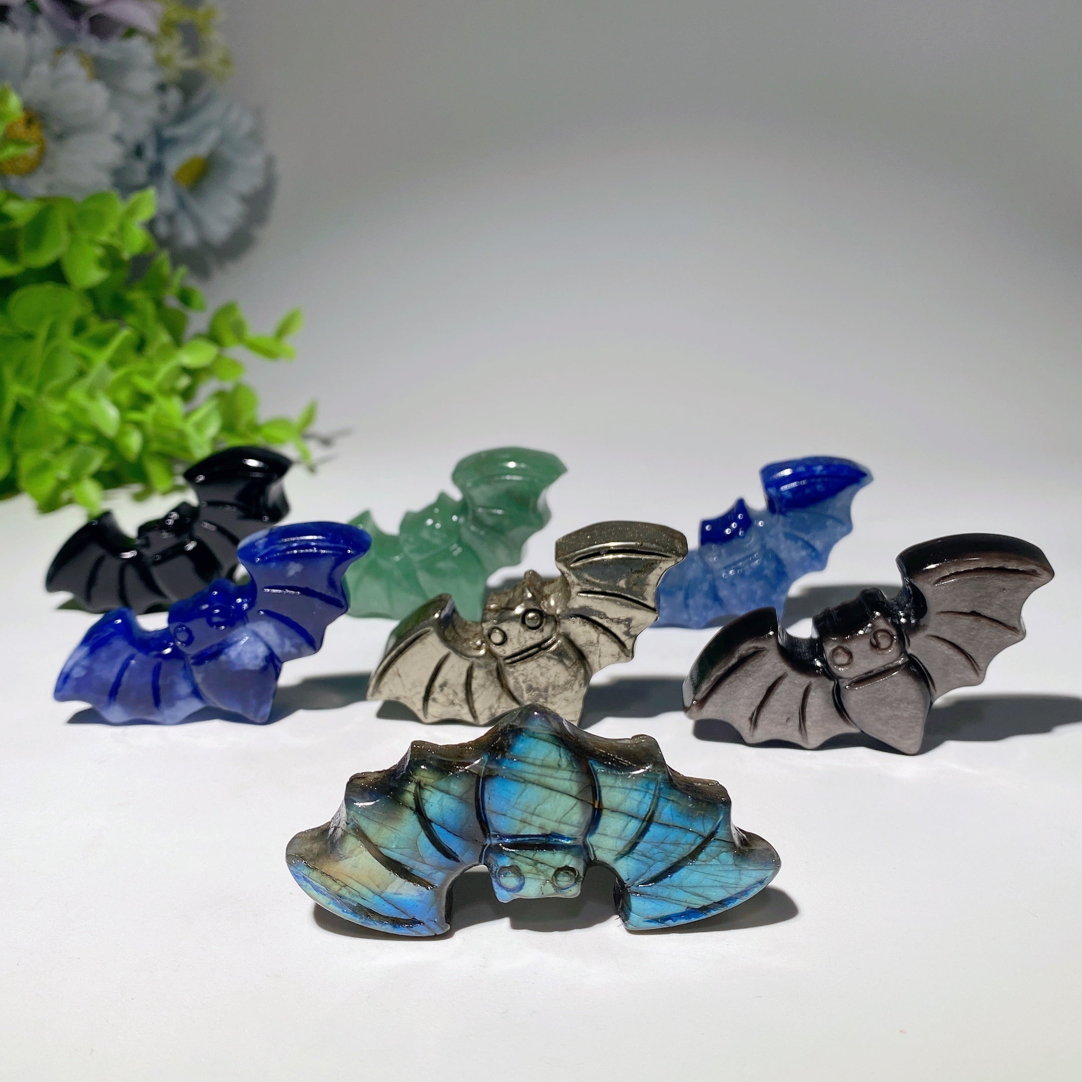 2.3 inch Mixed Crystal Bat Animal Carvings for Healing